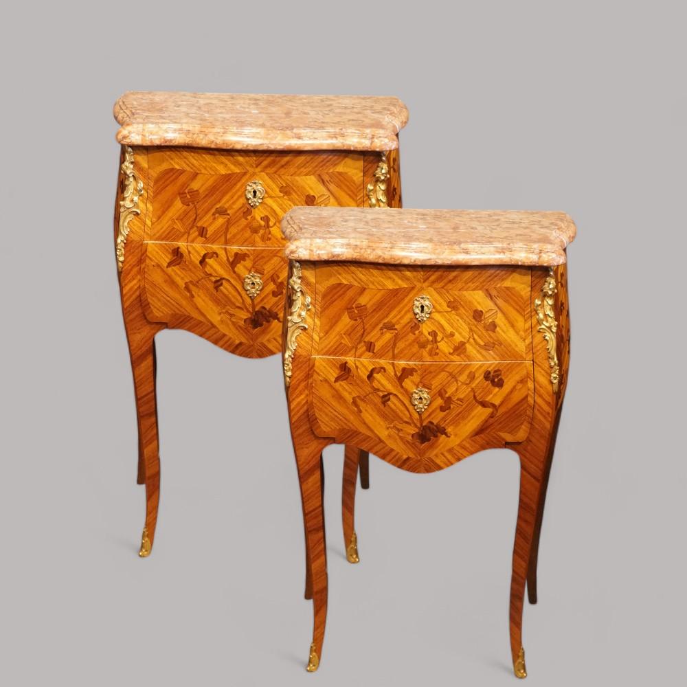Pair of French Inlaid Bedside Chests (1 of 7)