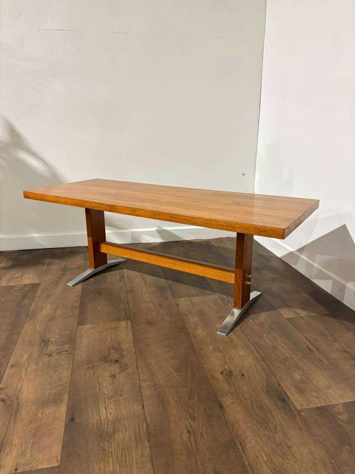 Mid Century Teak Coffee Table with Chrome Effect Legs (1 of 16)