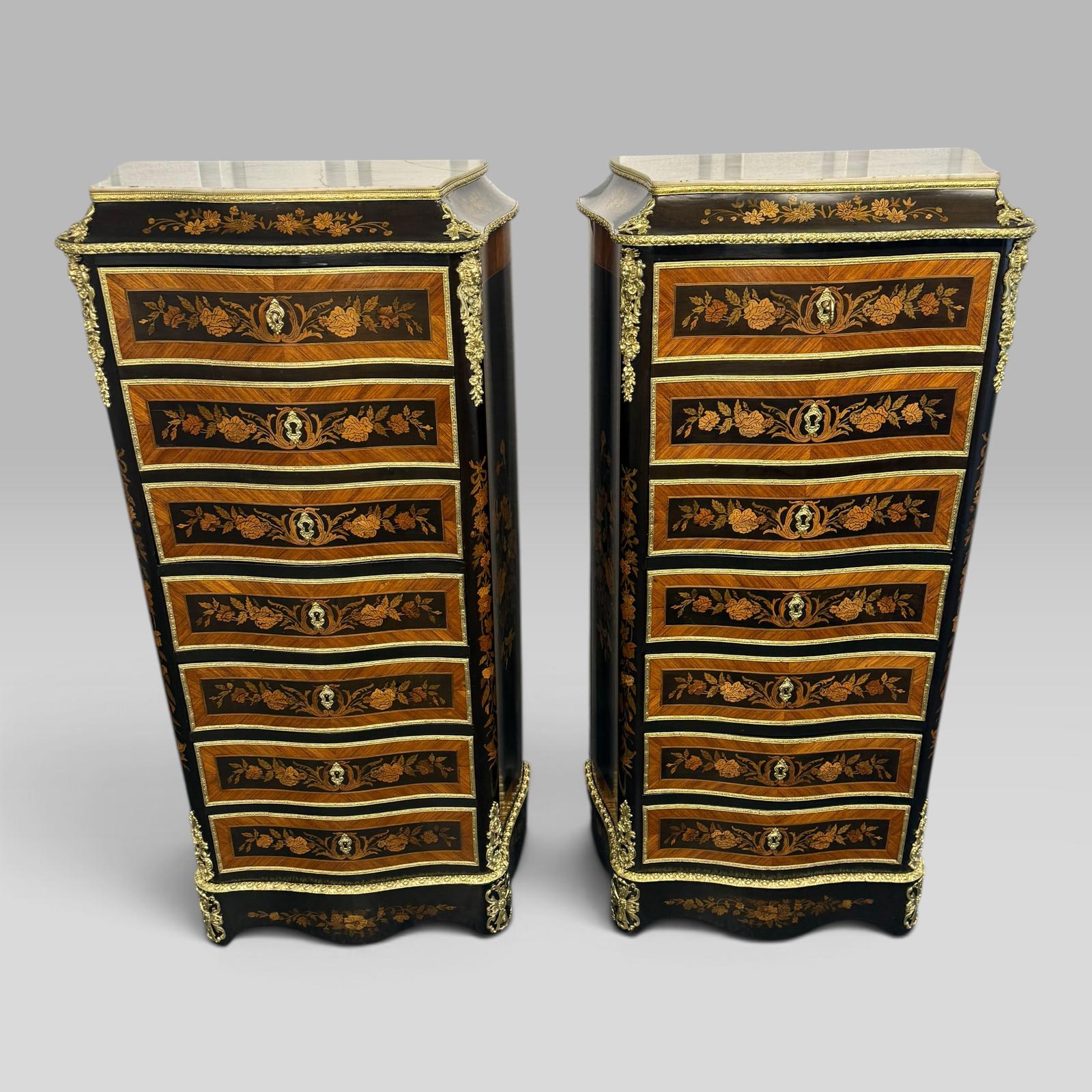 Pair of Napoleon III Serpentine Kingwood, Tulipwood & Marquetry Secretaire Chest (1 of 9) Pair of Napoleon III Serpentine Kingwood, Tulipwood & Marquetry Secretaire Chest (1 of 9)