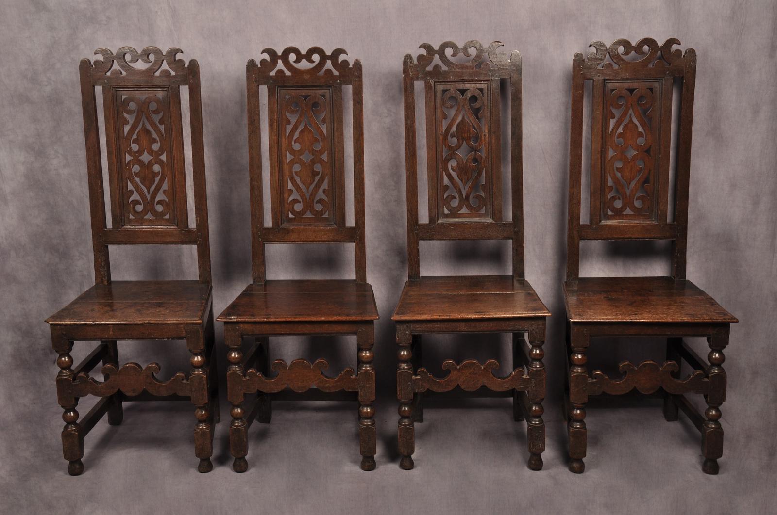 Set of Four 17th Century Oak Chairs (1 of 11)