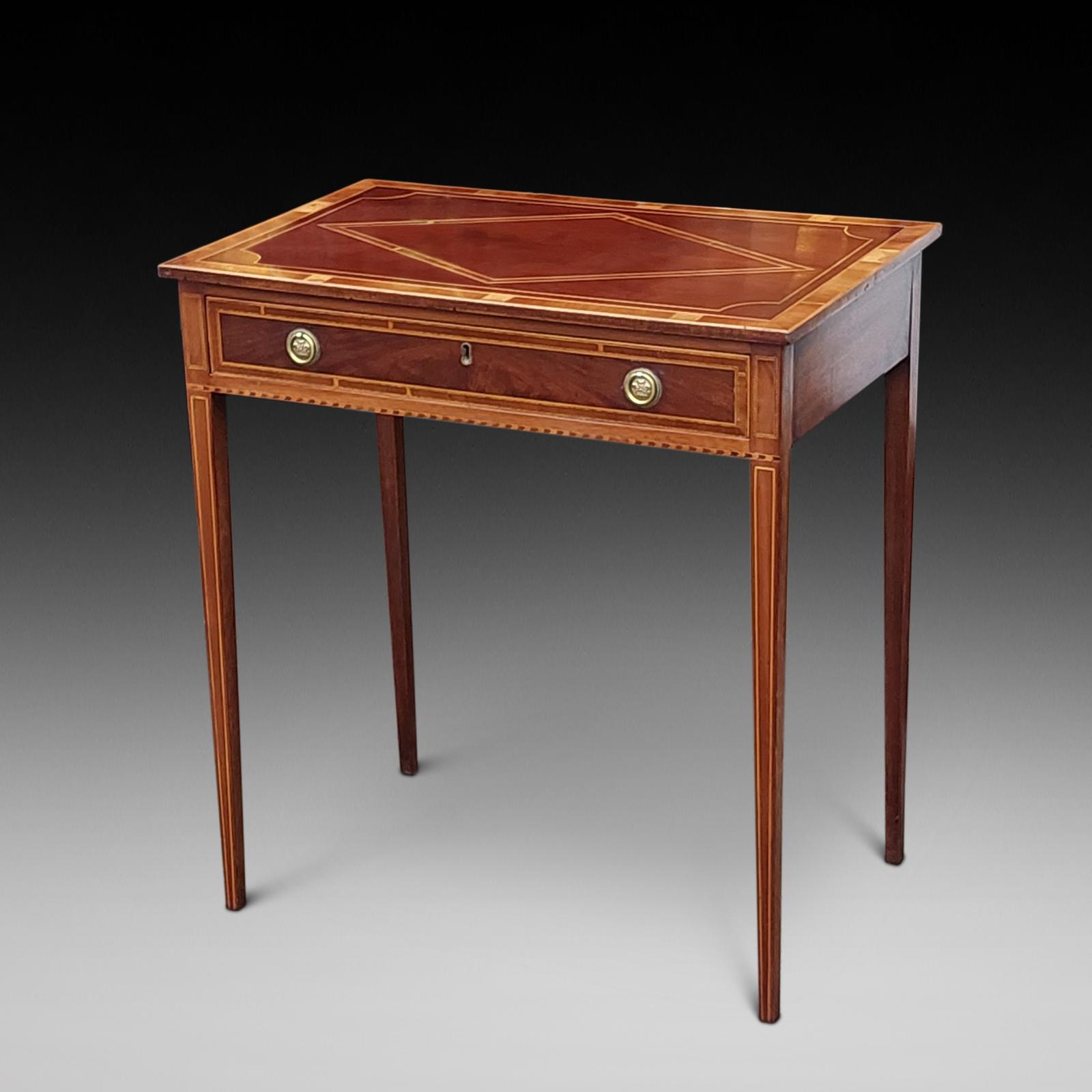 Edwardian Inlaid Mahogany Side Hall Table (1 of 5)