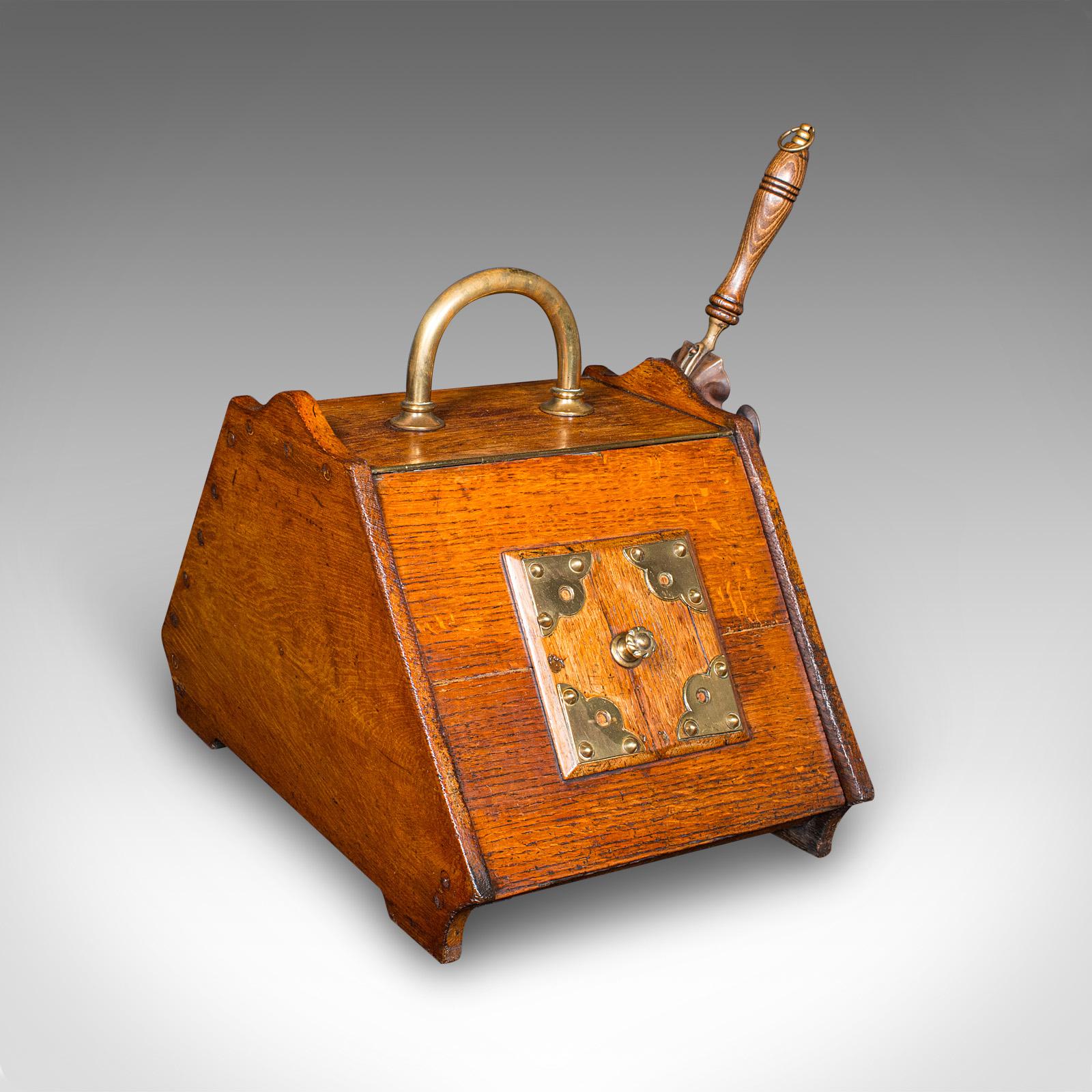 Antique Coal Purdonium, Scottish, Oak, Fireside Store - Gothic Revival c.1870 (1 of 12)