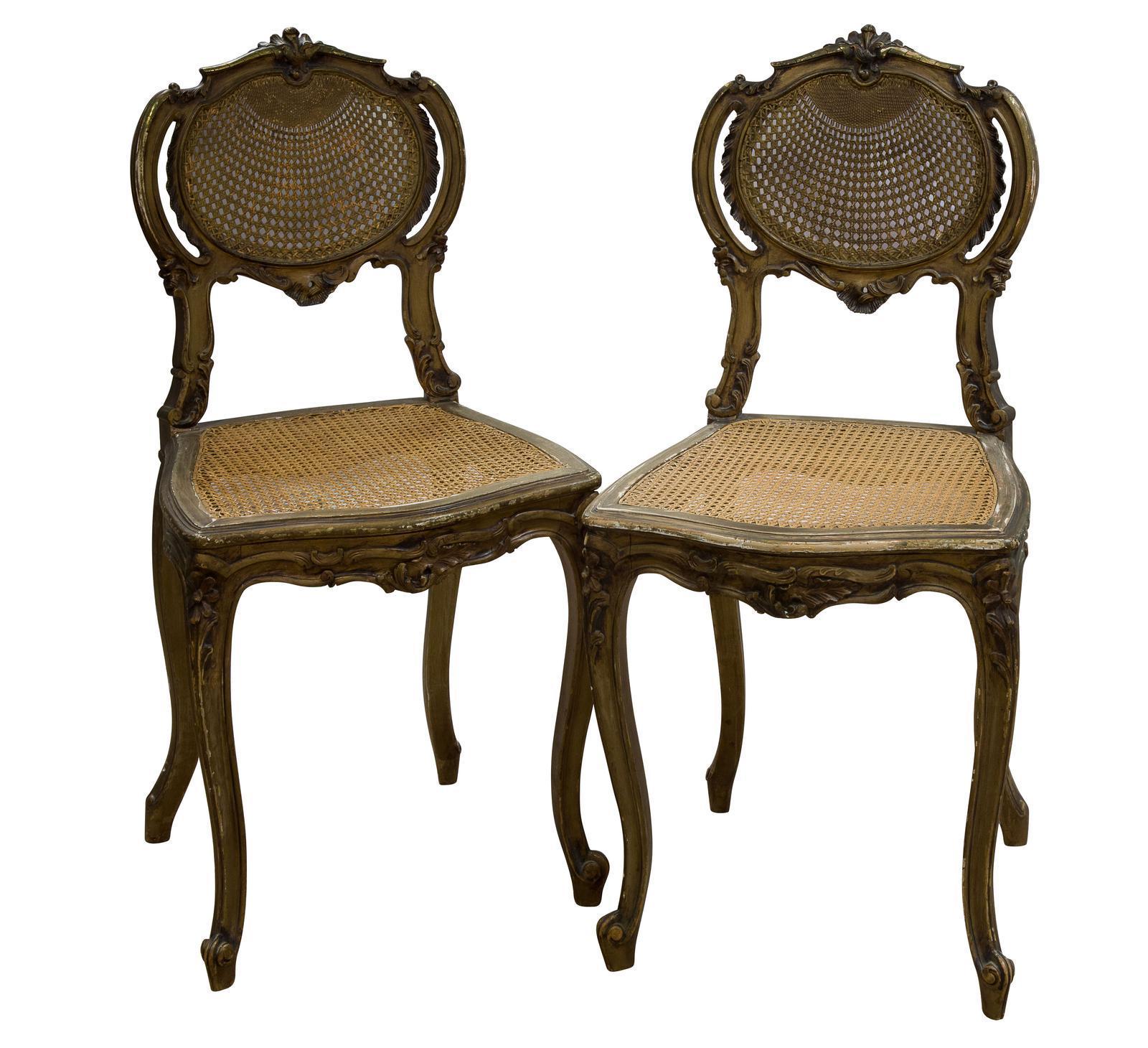 Pair of Antique Carved Giltwood & Cane Rout Chairs (1 of 8) Pair of Antique Carved Giltwood & Cane Rout Chairs (1 of 8)