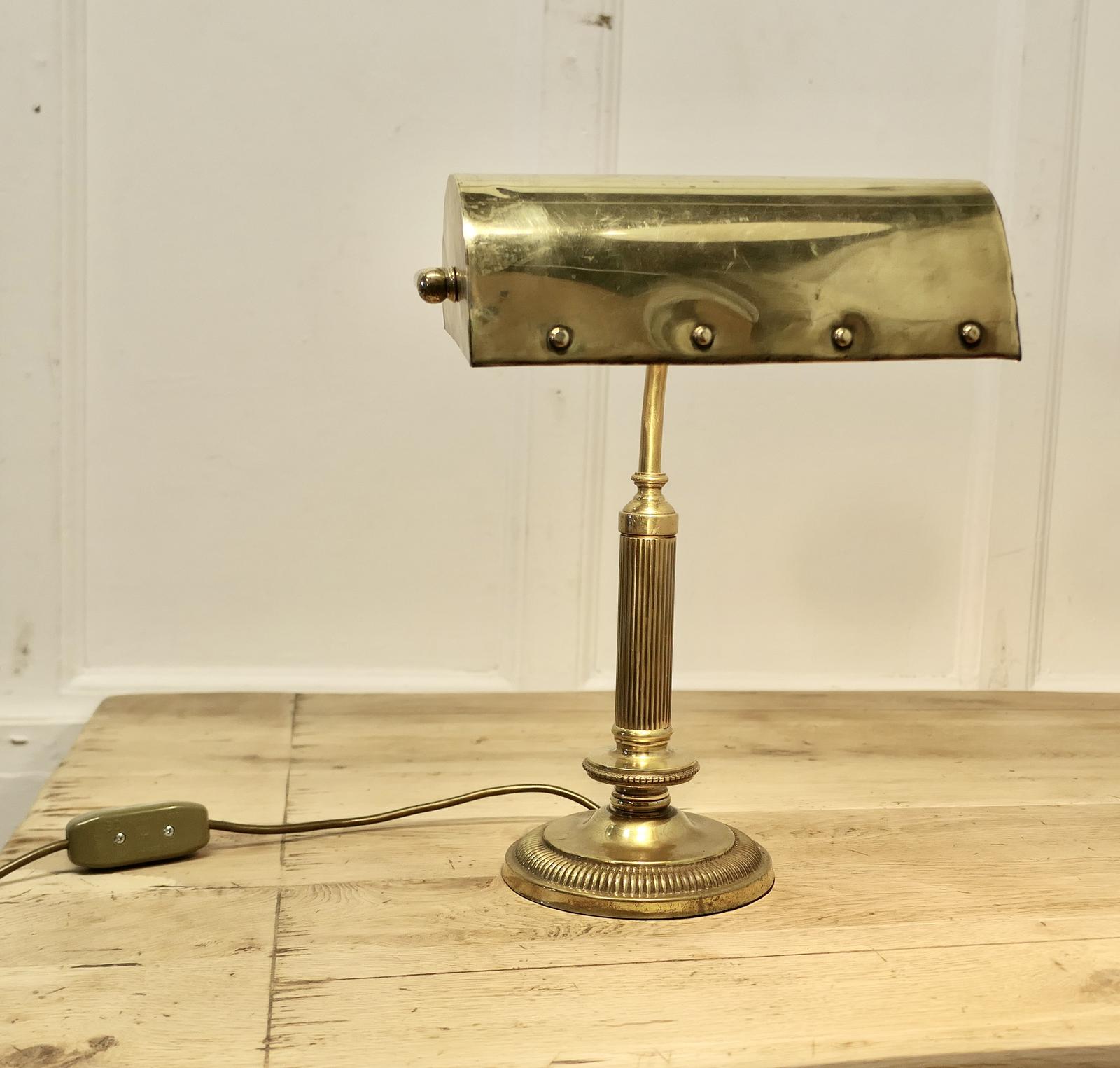 Superb Art Deco Bankers Brass Desk Lamp (1 of 8)