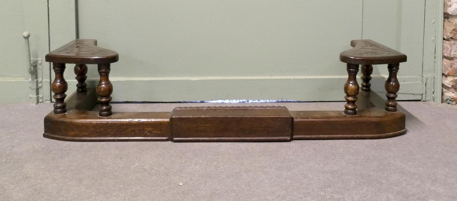 Arts & Crafts Carved Club Fender - Adjustable (1 of 5) Arts & Crafts Carved Club Fender - Adjustable (1 of 5)