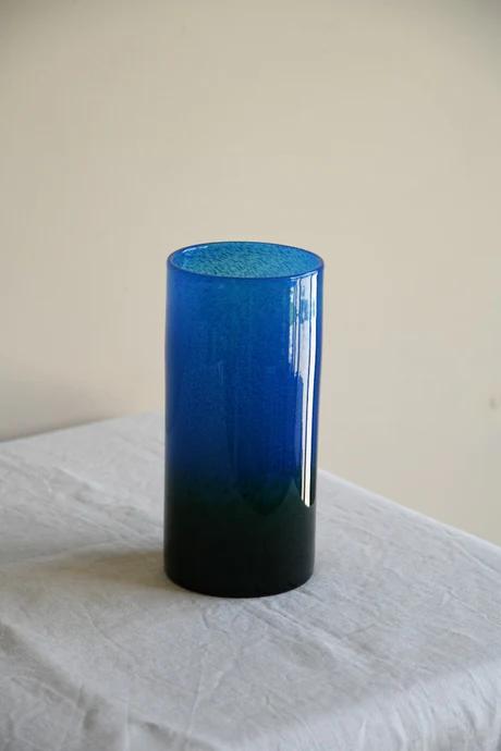 John Orwar Lake Sweden Blue & Green Cylinder Glass Vase (1 of 8)