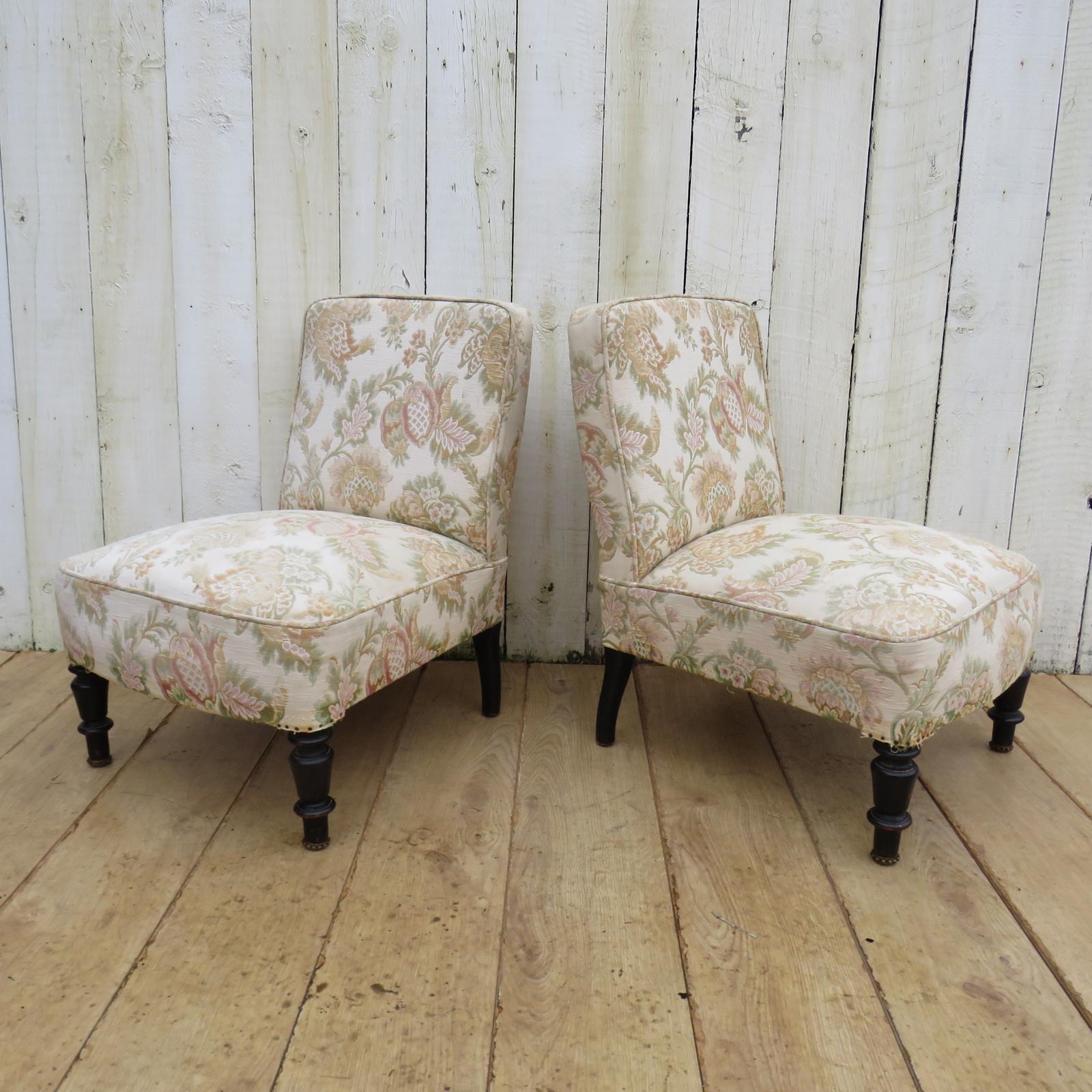 Pair of Antique Napoleon III Slipper Chairs (1 of 9)