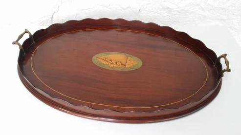 Oval Mahogany Drinks Tray (1 of 5)