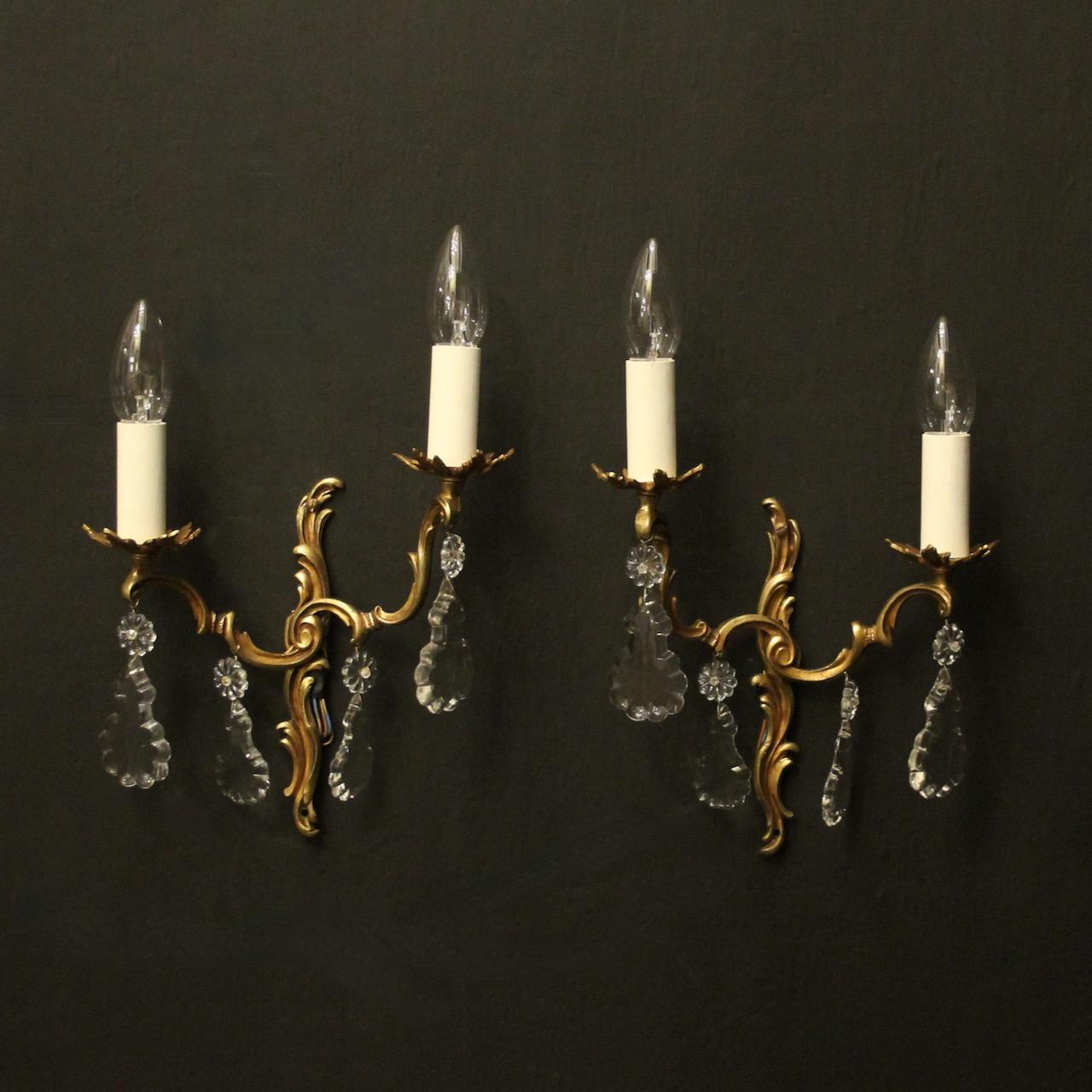 French Pair of Crystal Twin Arm Wall Lights (1 of 10)