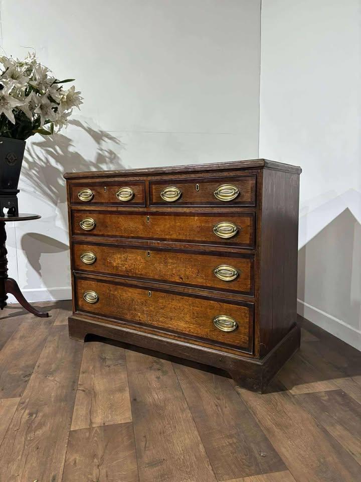 George III Oak & Mahogany Crossbanded Chest (1 of 16) George III Oak & Mahogany Crossbanded Chest (1 of 16)