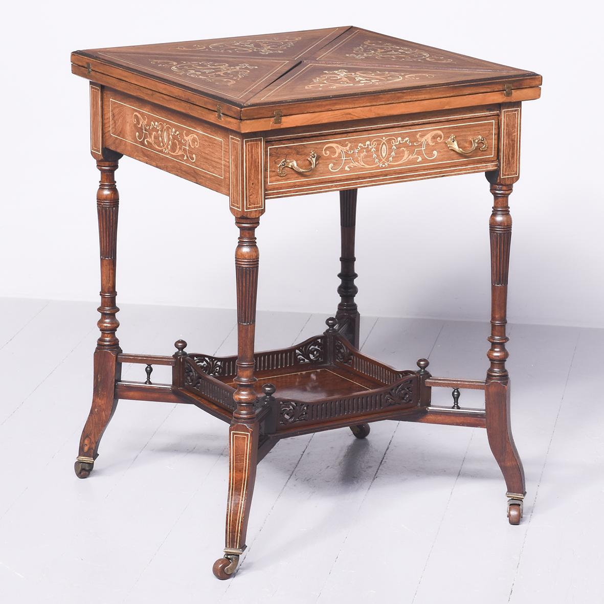 Outstanding Quality Inlaid Rosewood Envelope Card Table (1 of 18) Outstanding Quality Inlaid Rosewood Envelope Card Table (1 of 18)