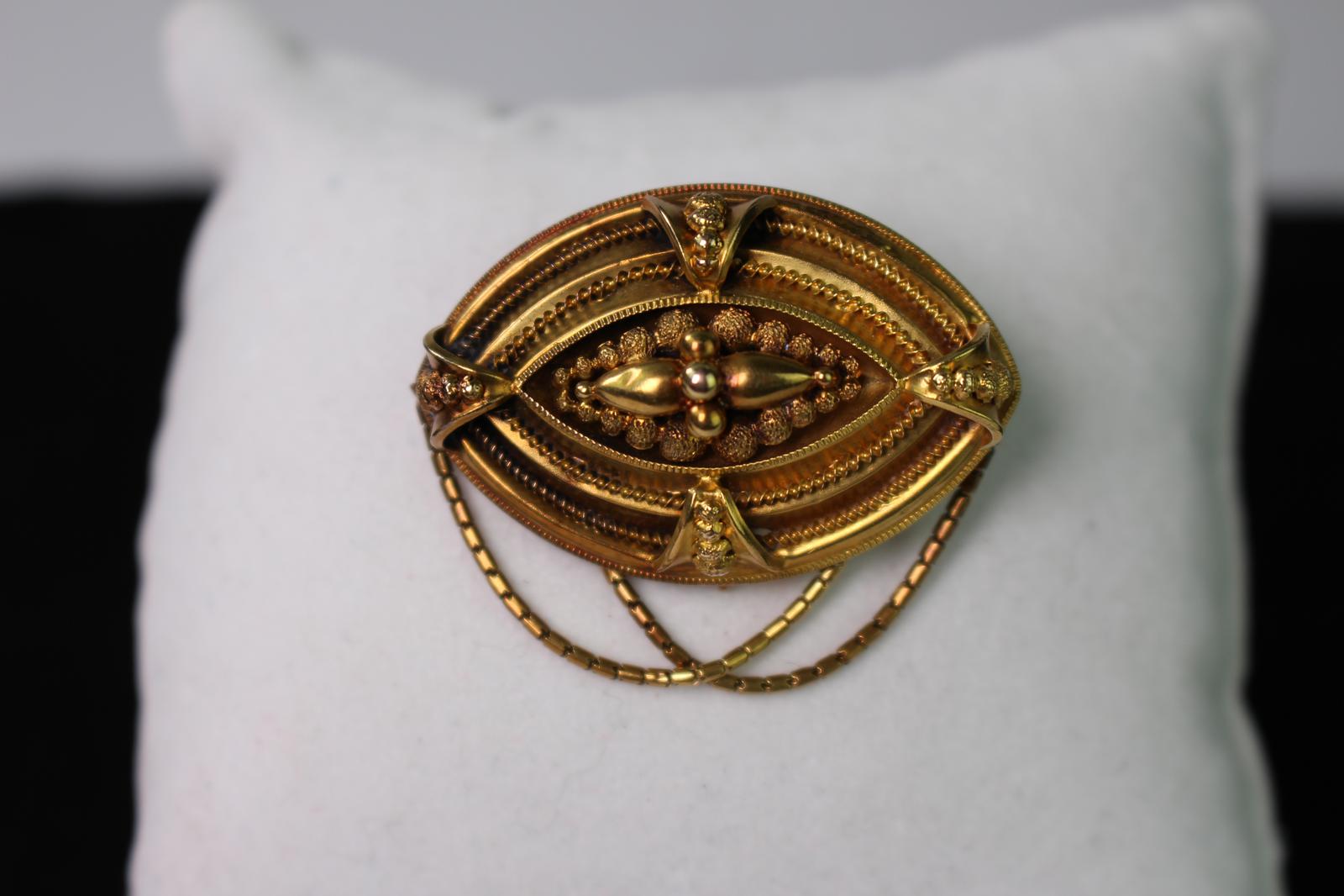 Victorian gold brooch with locket back (1 of 4) Victorian gold brooch with locket back (1 of 4)