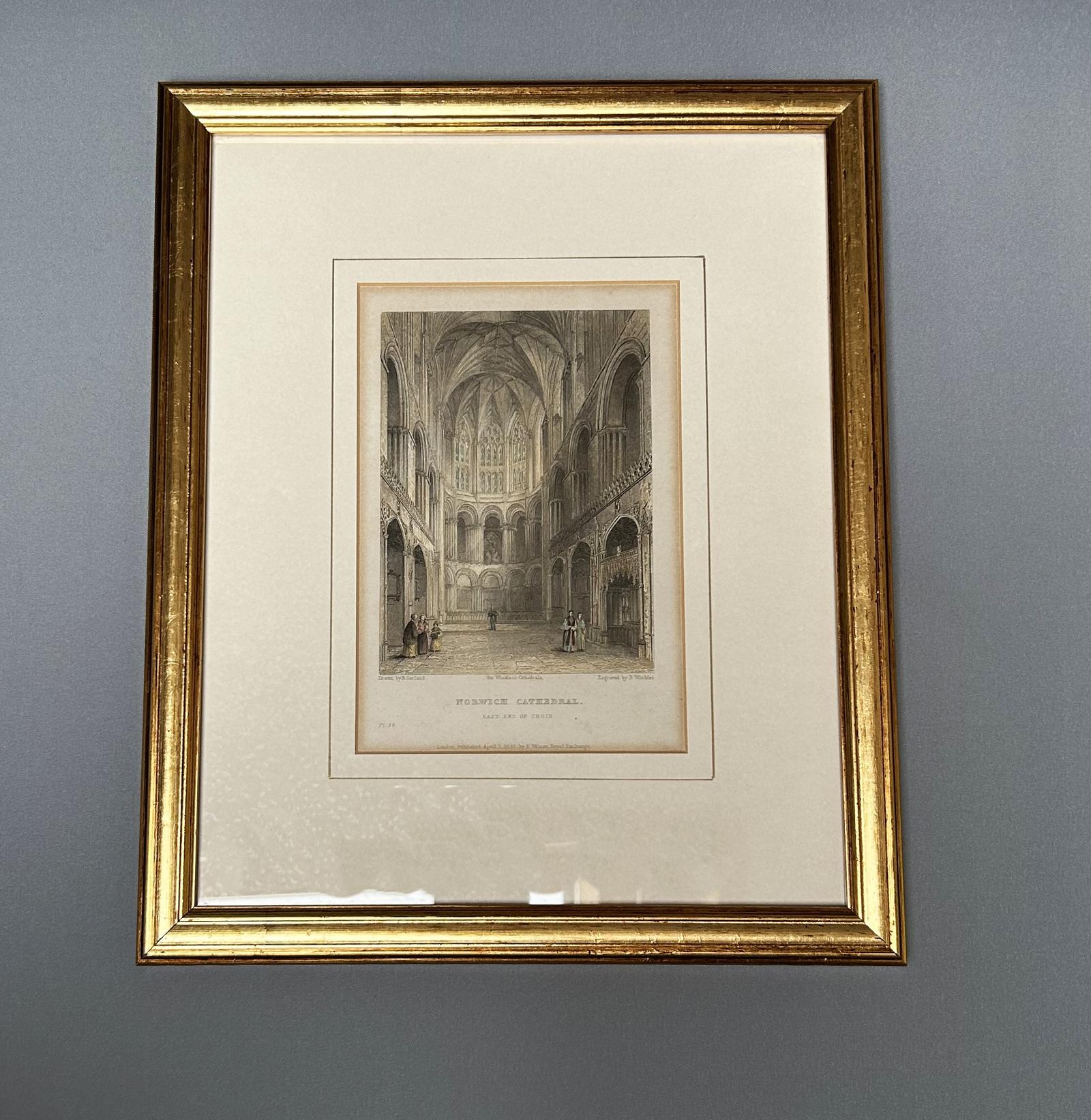 Fine Hand Coloured Engraving of the Interior of Norwich Cathedral (1 of 5)