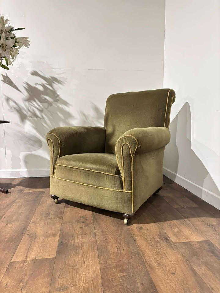 Early 19th Century Green Upholstered Armchair (1 of 16)