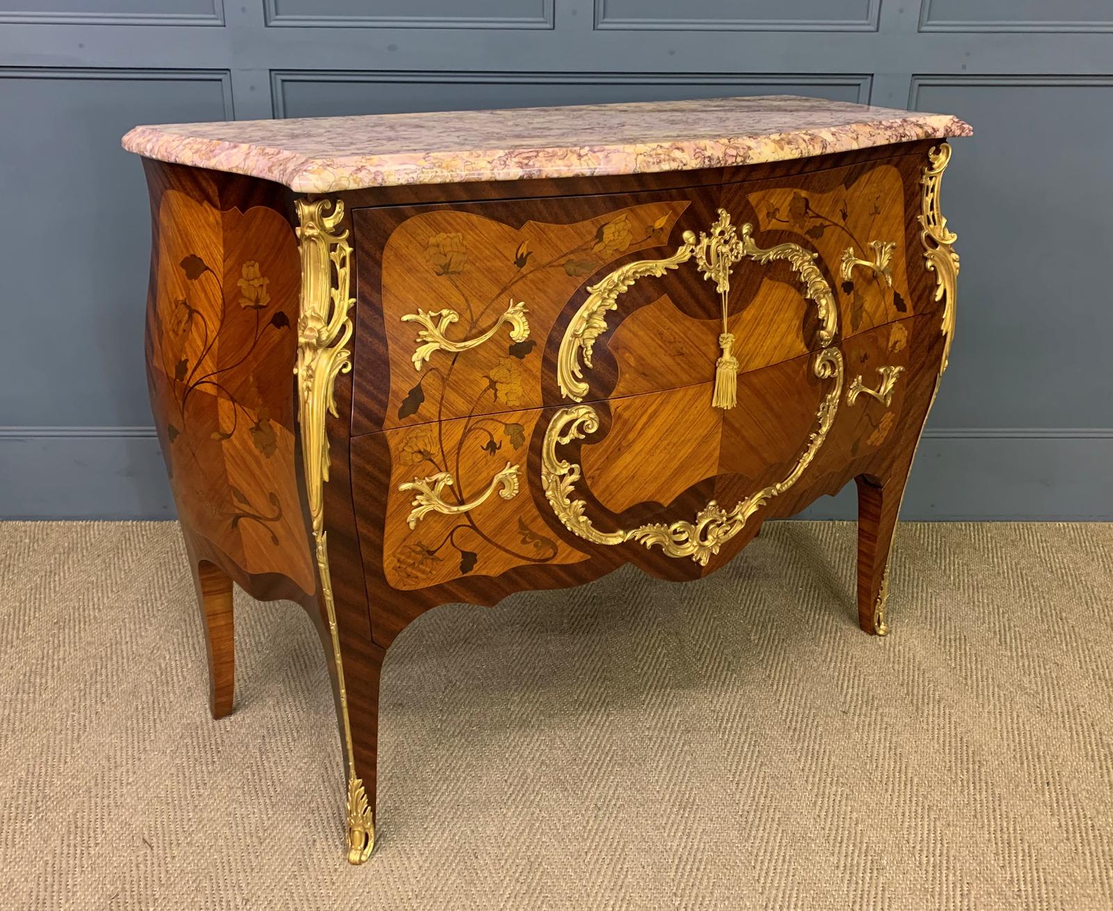 Louis XVI Style Marble Topped Bombe Commode (1 of 16)