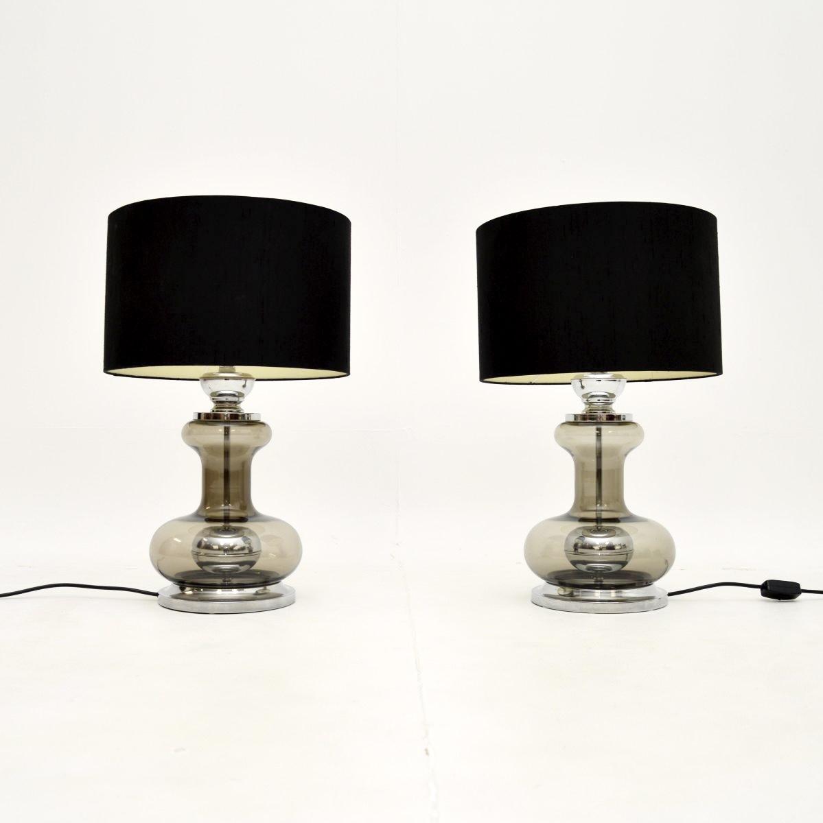 Pair of Vintage French Glass and Chrome Table Lamps (1 of 6) Pair of Vintage French Glass and Chrome Table Lamps (1 of 6)