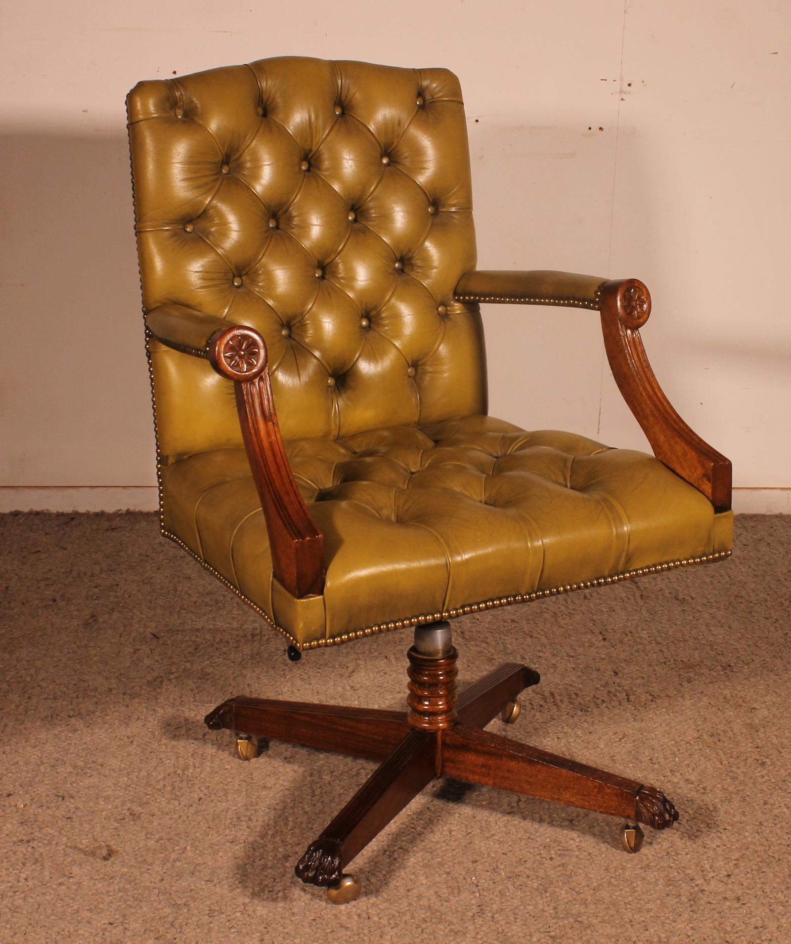 Office Chair Also Known as Director Swivel Chair in Mahogany & Leather (1 of 13) Office Chair Also Known as Director Swivel Chair in Mahogany & Leather (1 of 13)