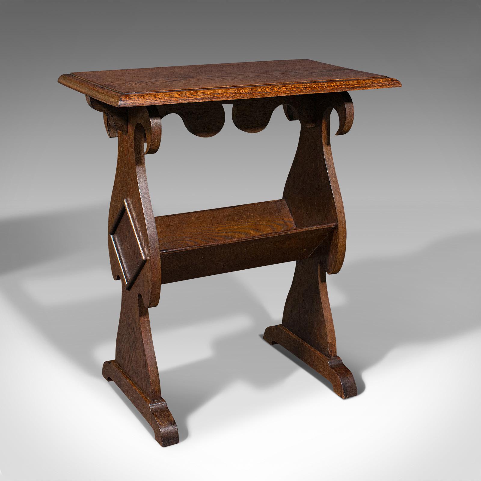 Antique Reader's Stand, English, Oak, Side Table, Book Trough, Edwardian c.1910 (1 of 12)