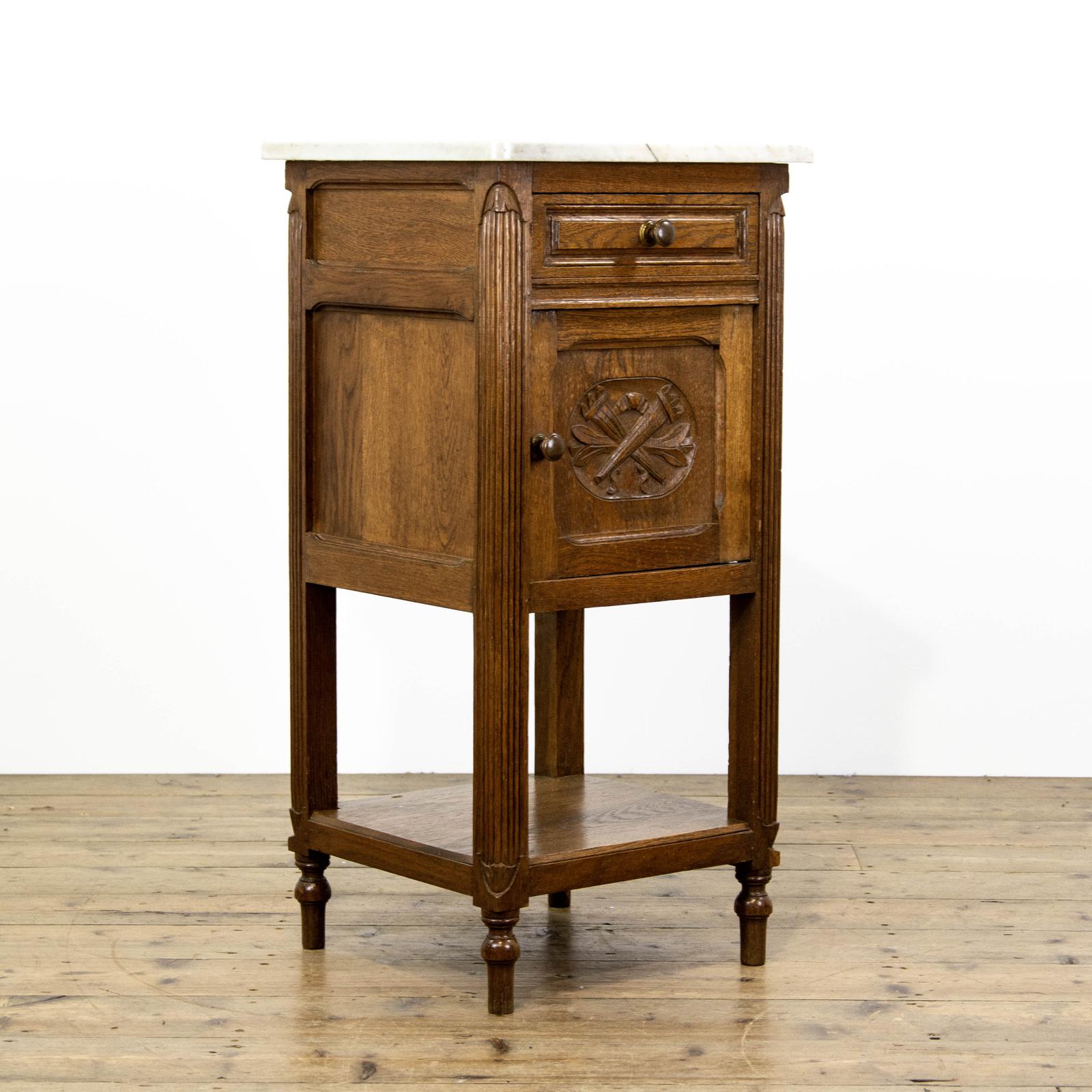 Oak Bedside Table with Marble Top (1 of 9) Oak Bedside Table with Marble Top (1 of 9)