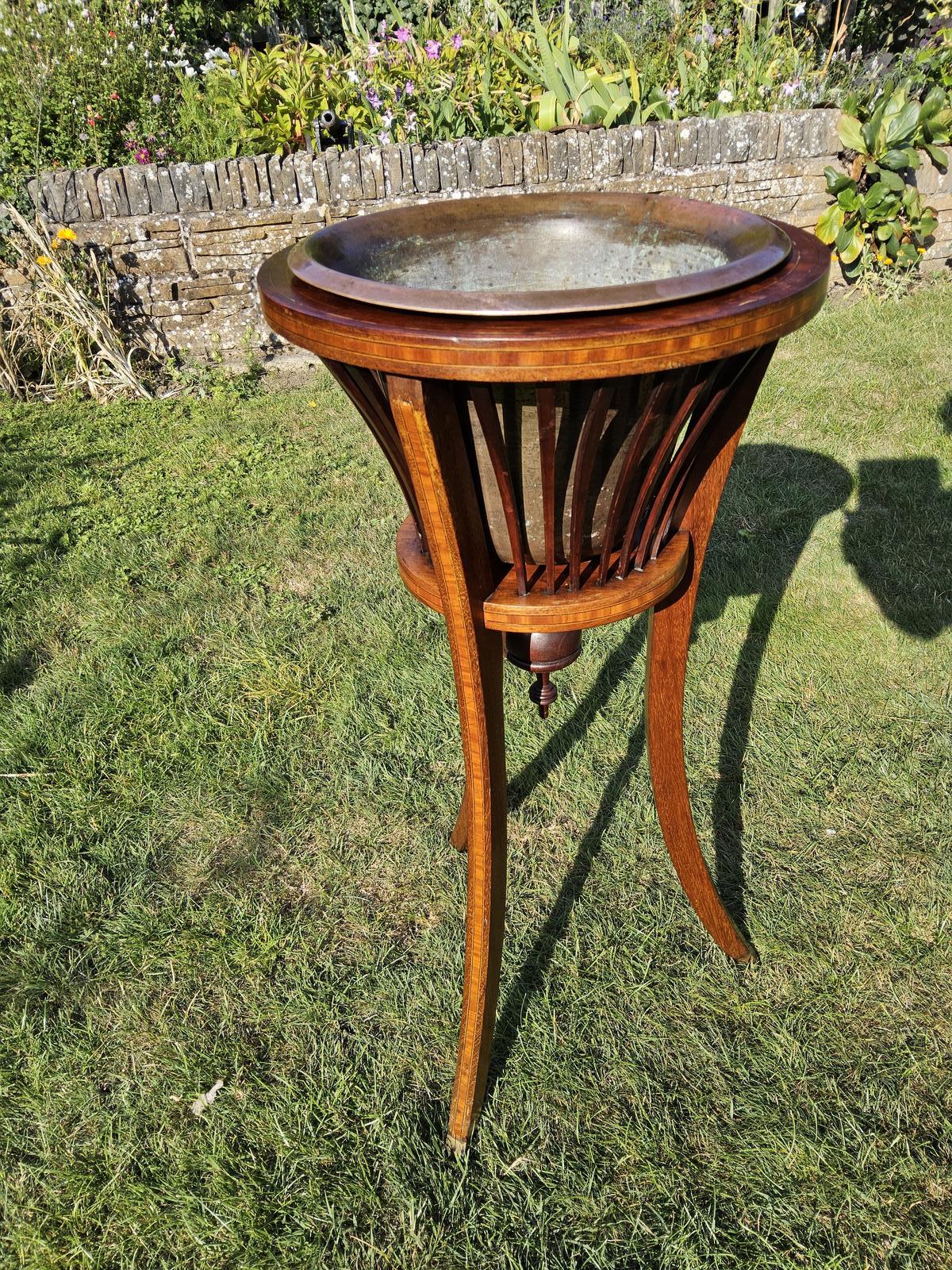 Edwardian Inlaid Mahogany Jardiniere with Liner (1 of 7)
