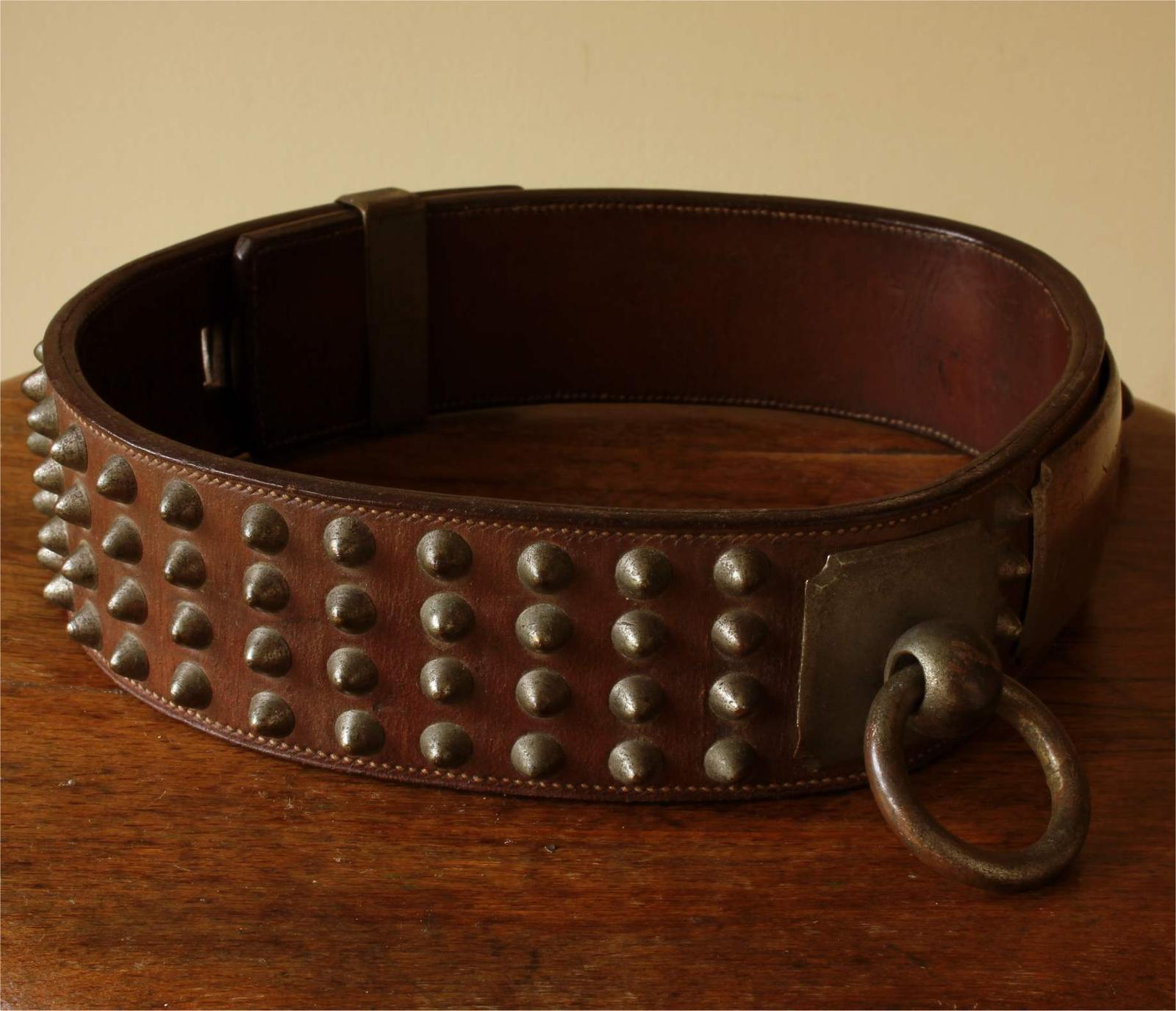 Victorian Leather Studded Dog Collar. Antique Large Size. Paris. France (1 of 18) Victorian Leather Studded Dog Collar. Antique Large Size. Paris. France (1 of 18)