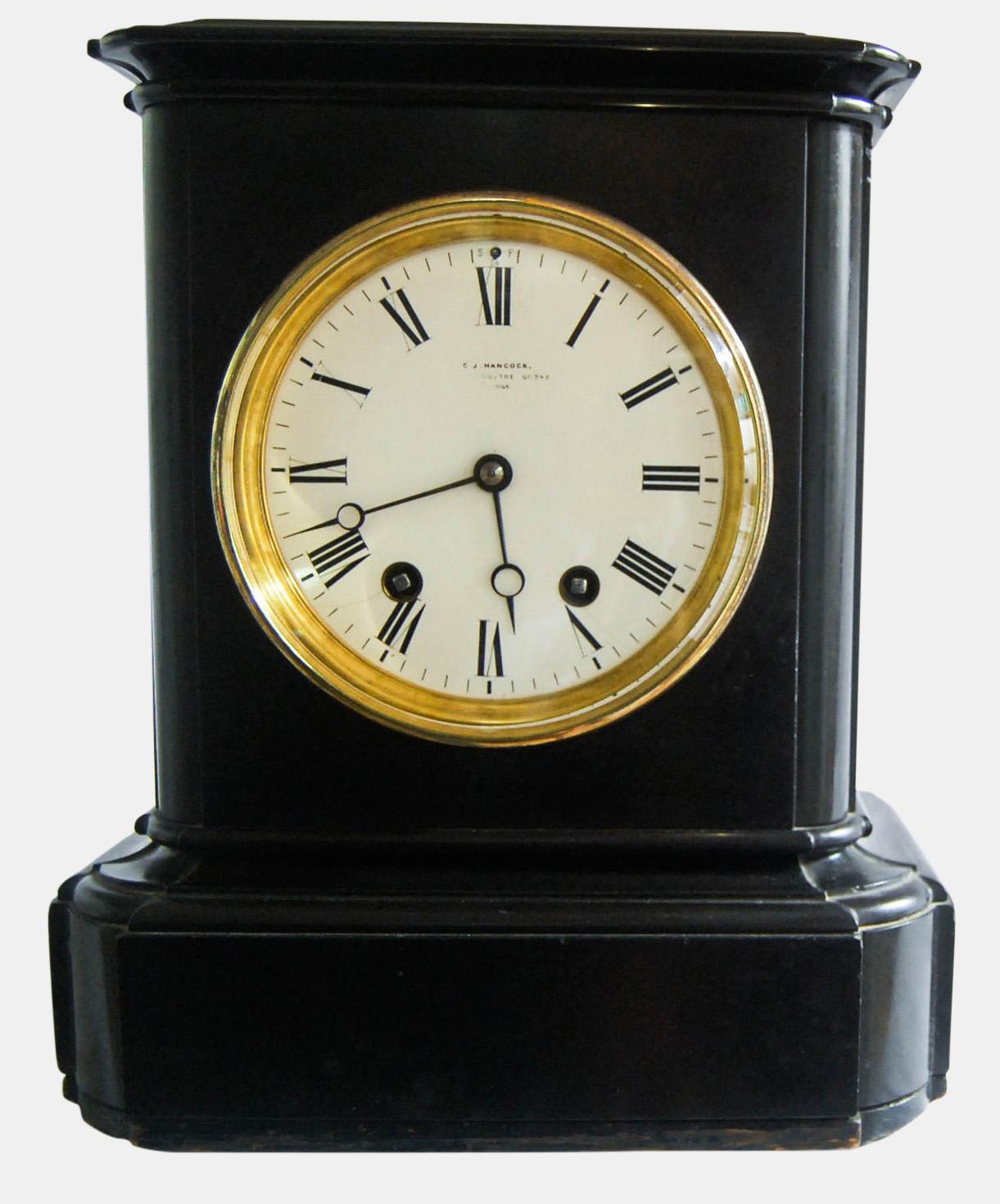 Large French Victorian Black Marble Clock c.1865 (1 of 1) Large French Victorian Black Marble Clock c.1865 (1 of 1)