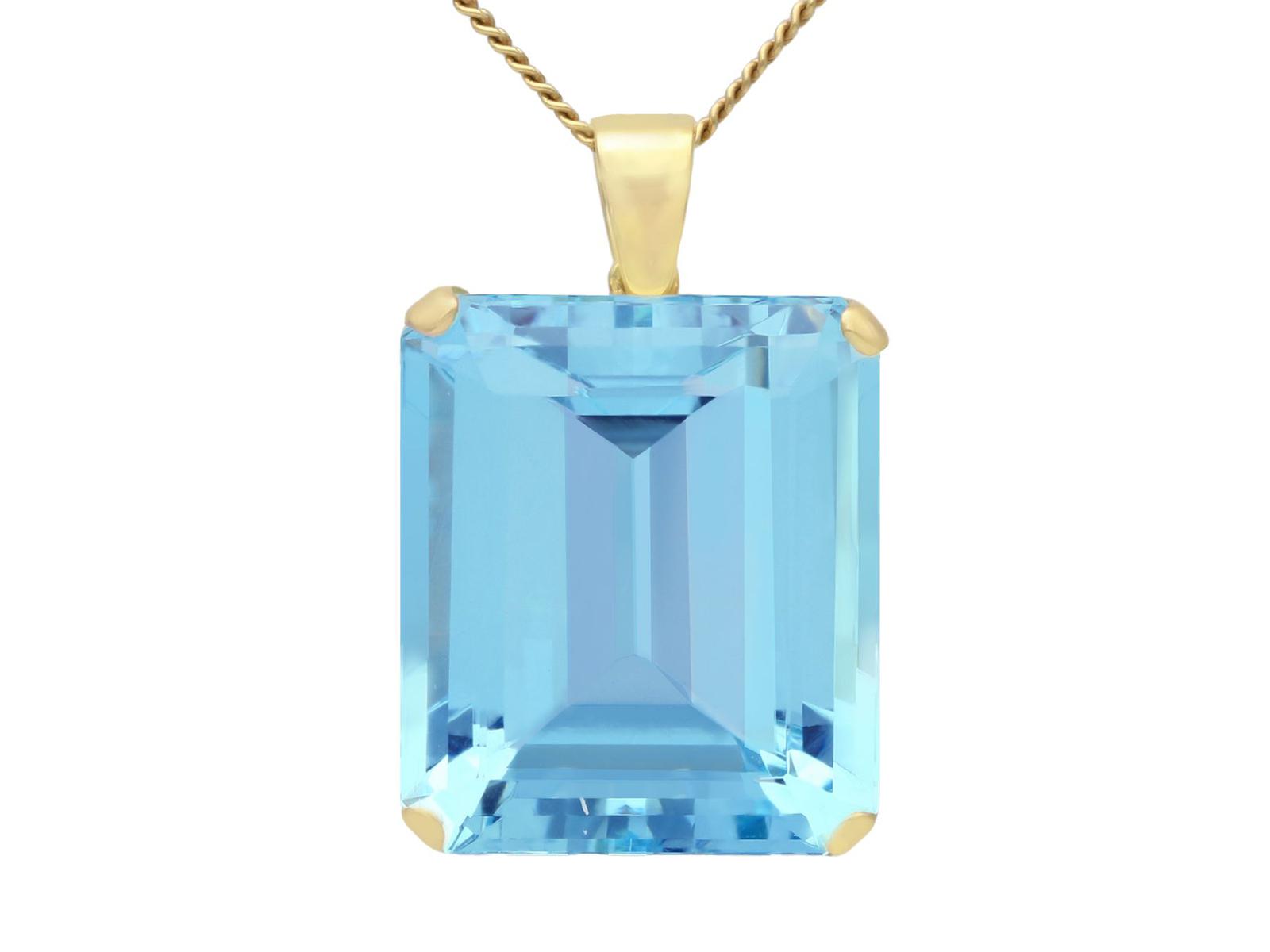 31.47ct Aquamarine & 14ct Yellow Gold Pendant - Vintage c.1950 (1 of 9) 31.47ct Aquamarine & 14ct Yellow Gold Pendant - Vintage c.1950 (1 of 9)
