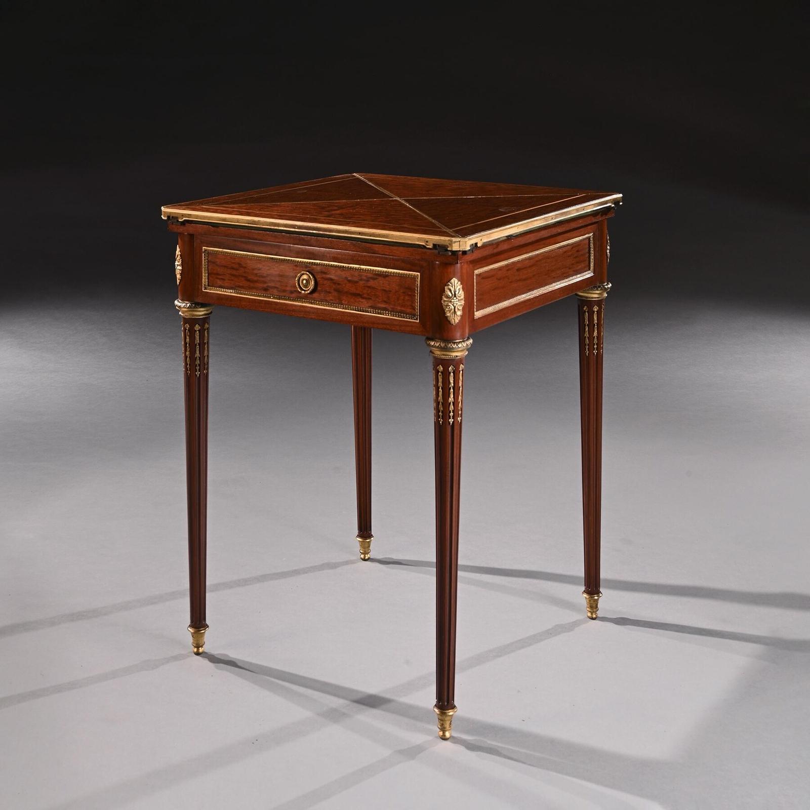 A Fine Mahogany Late 19th Century Envelope Card Table by Antoine Lampre, Paris (1 of 8)