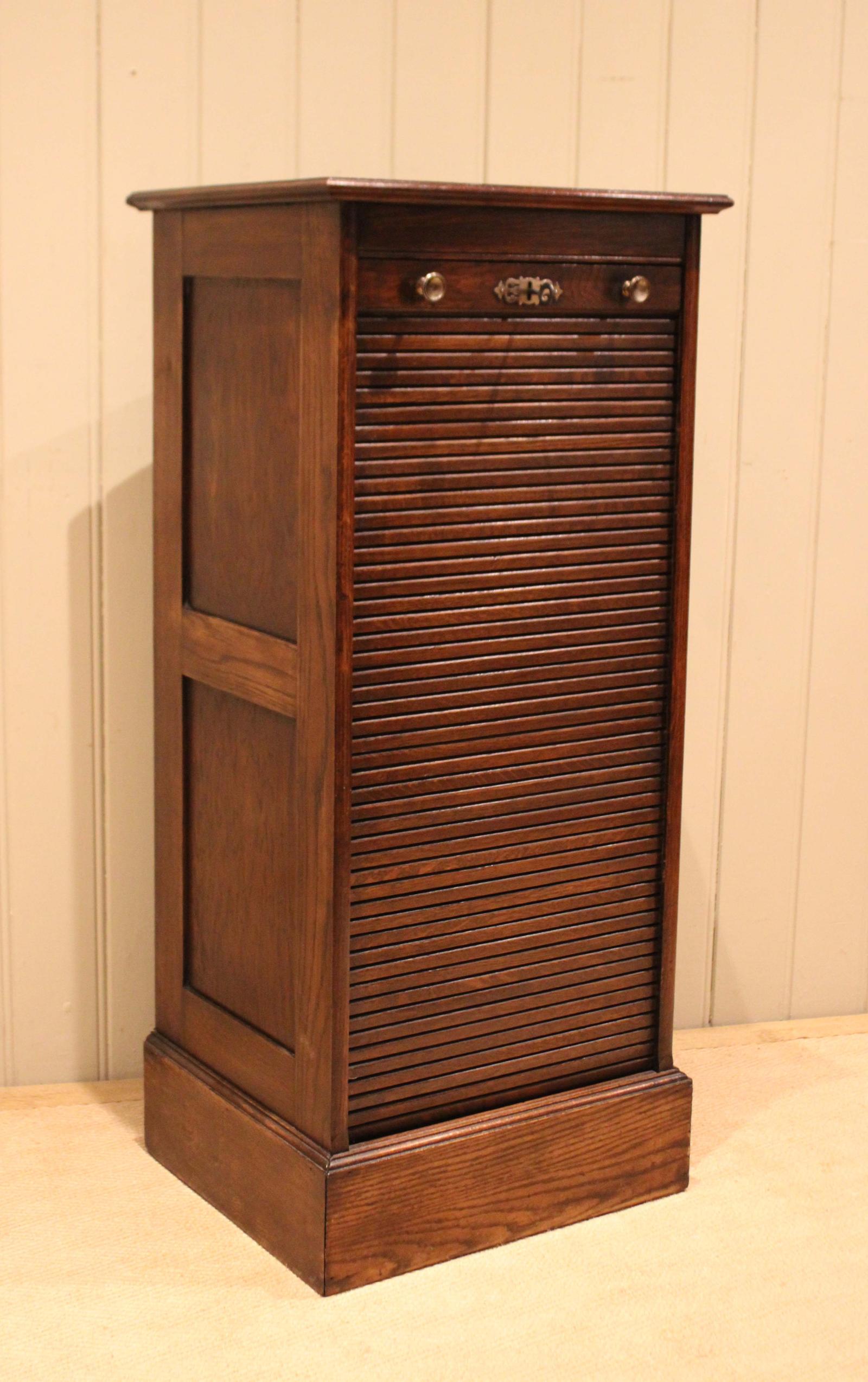 Dark Oak Single Tambour Front Filing Cabinet (1 of 12) Dark Oak Single Tambour Front Filing Cabinet (1 of 12)