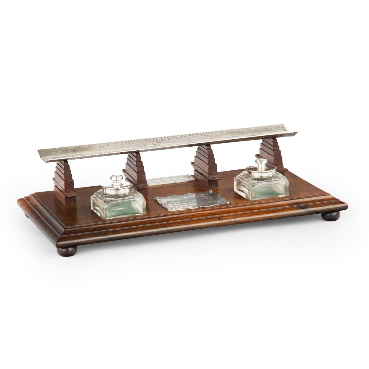 Fine Silver Mounted Presentation Penholder Commemorating the Laying Down of the Battleship HMS King George V Made from the Timbers of the Royal Yacht the Royal George 1911 (1 of 7)