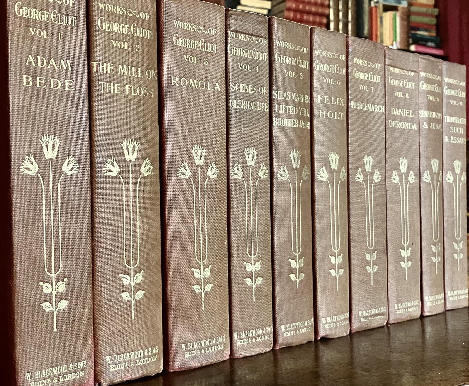 1911 The Works of George Eliot Ten Volume Set Decorative Bindings (1 of 4)