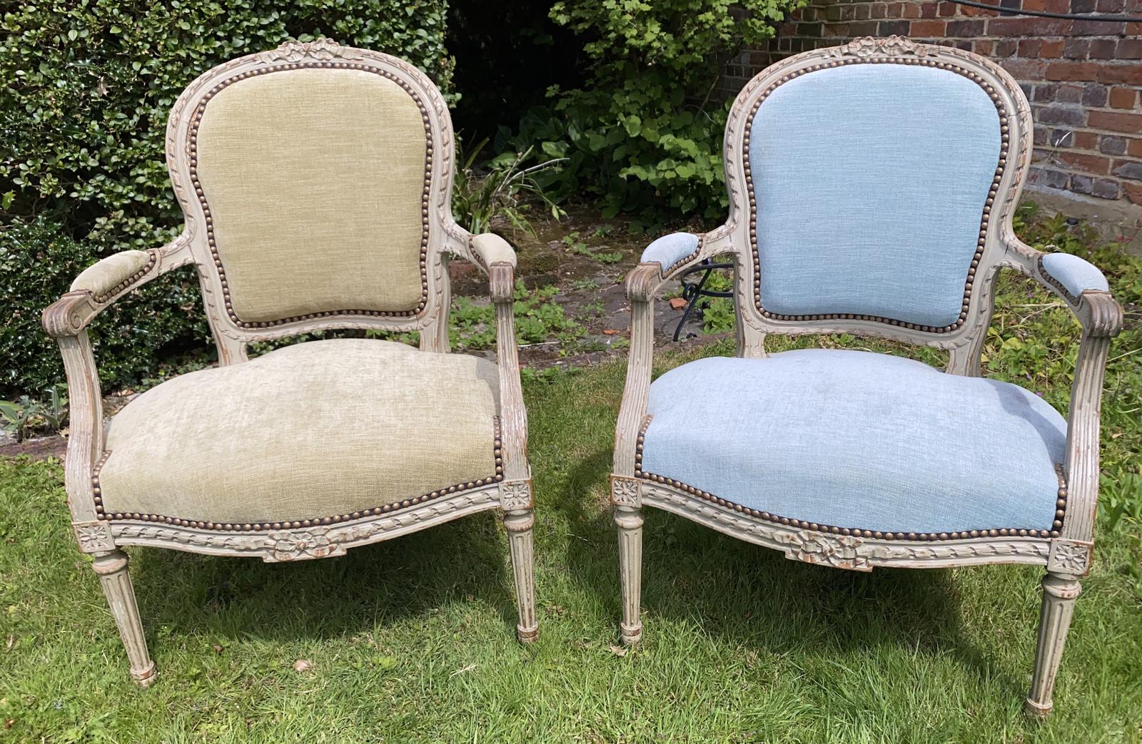 Pair of French Painted Armchairs (1 of 6) Pair of French Painted Armchairs (1 of 6)