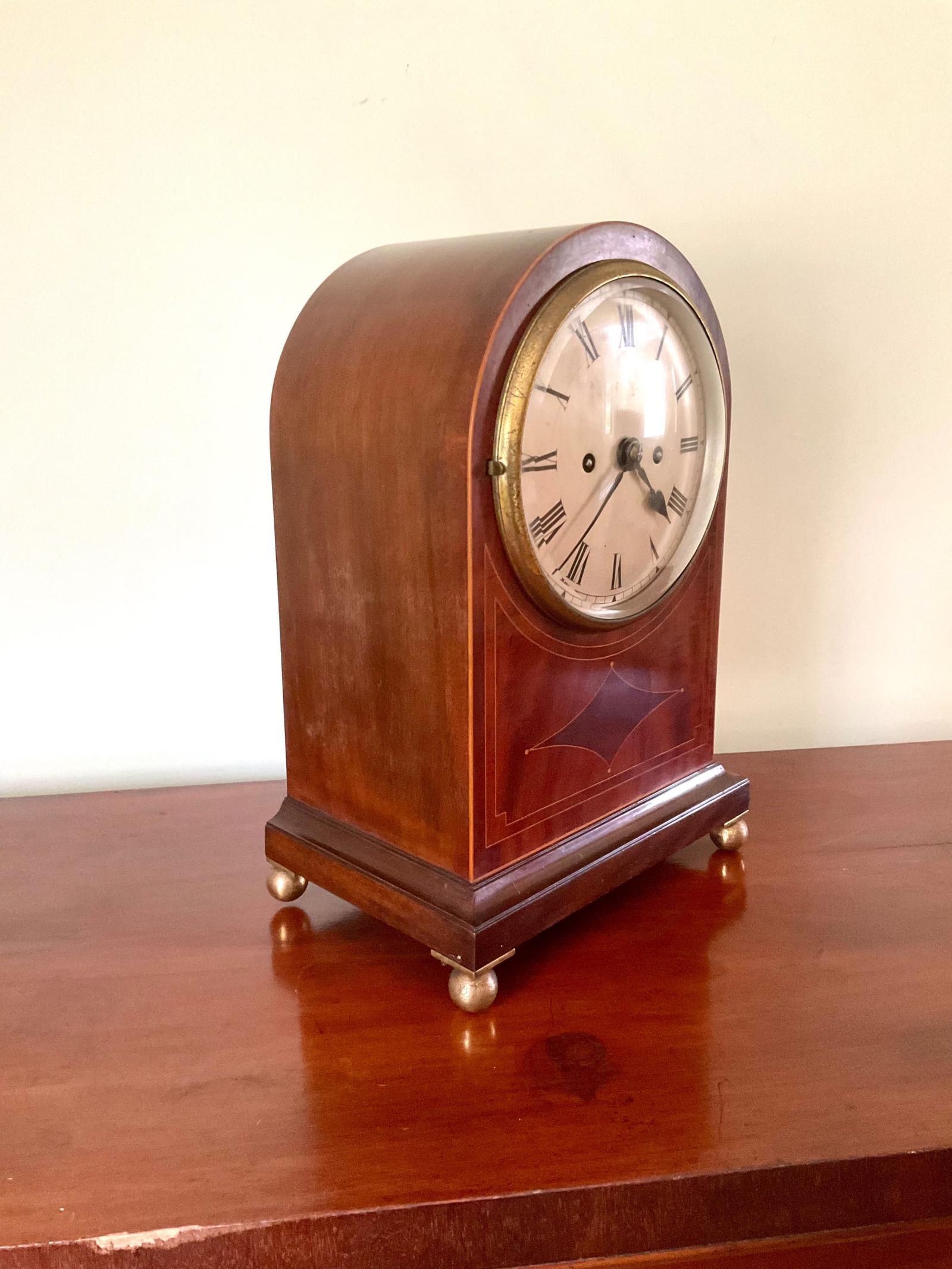English Twin Fusee Mahogany Bracket Clock with Inlay (1 of 8)