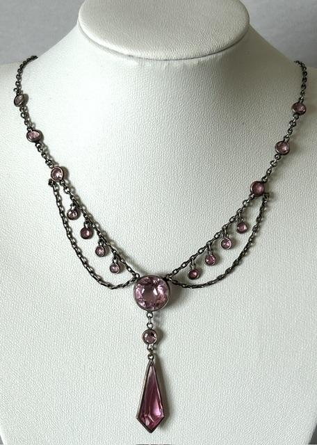 Edwardian Amethyst Glass Pendant Necklace (1 of 6) Edwardian Amethyst Glass Pendant Necklace (1 of 6)