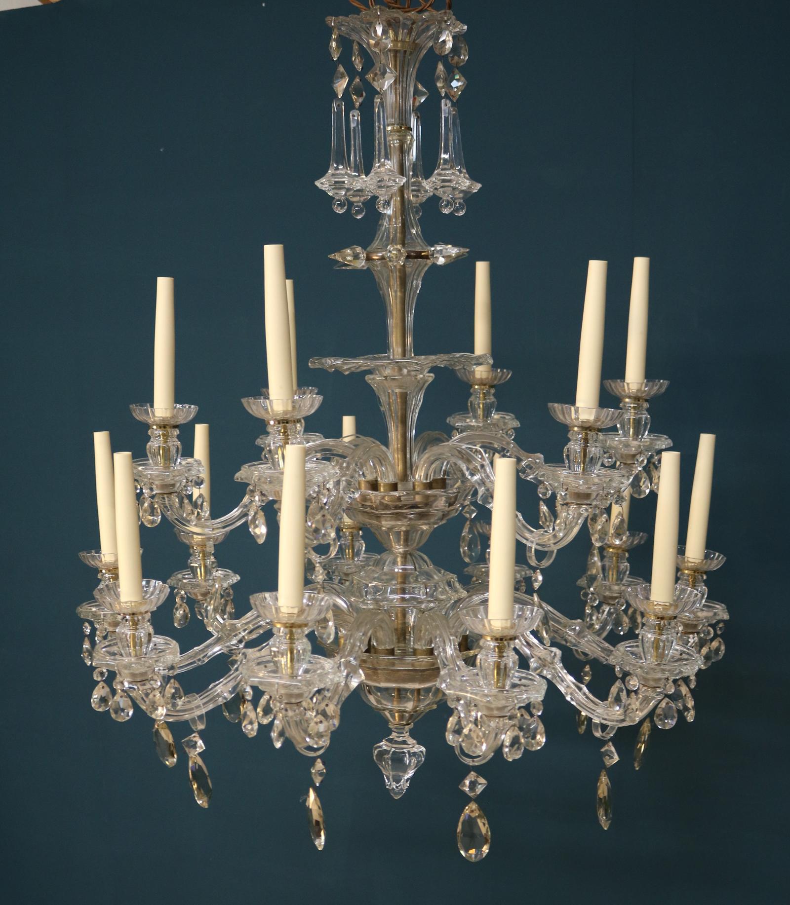 Early 20th-century Spanish Two Tier 16 Arm Glass Chandelier (1 of 13)
