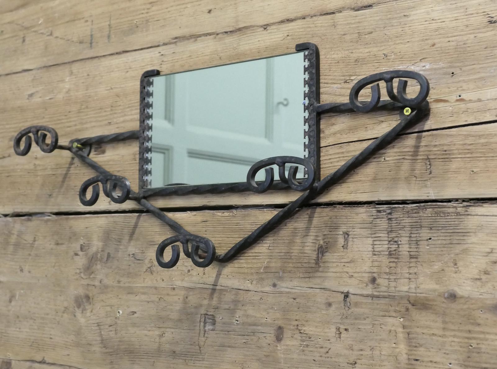 French Retro Chic Iron Hat and Coat Rack with Mirror (1 of 6)