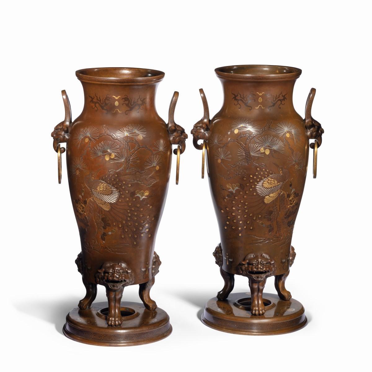 Pair of Large Meiji Period Bronze Vases (1 of 9)