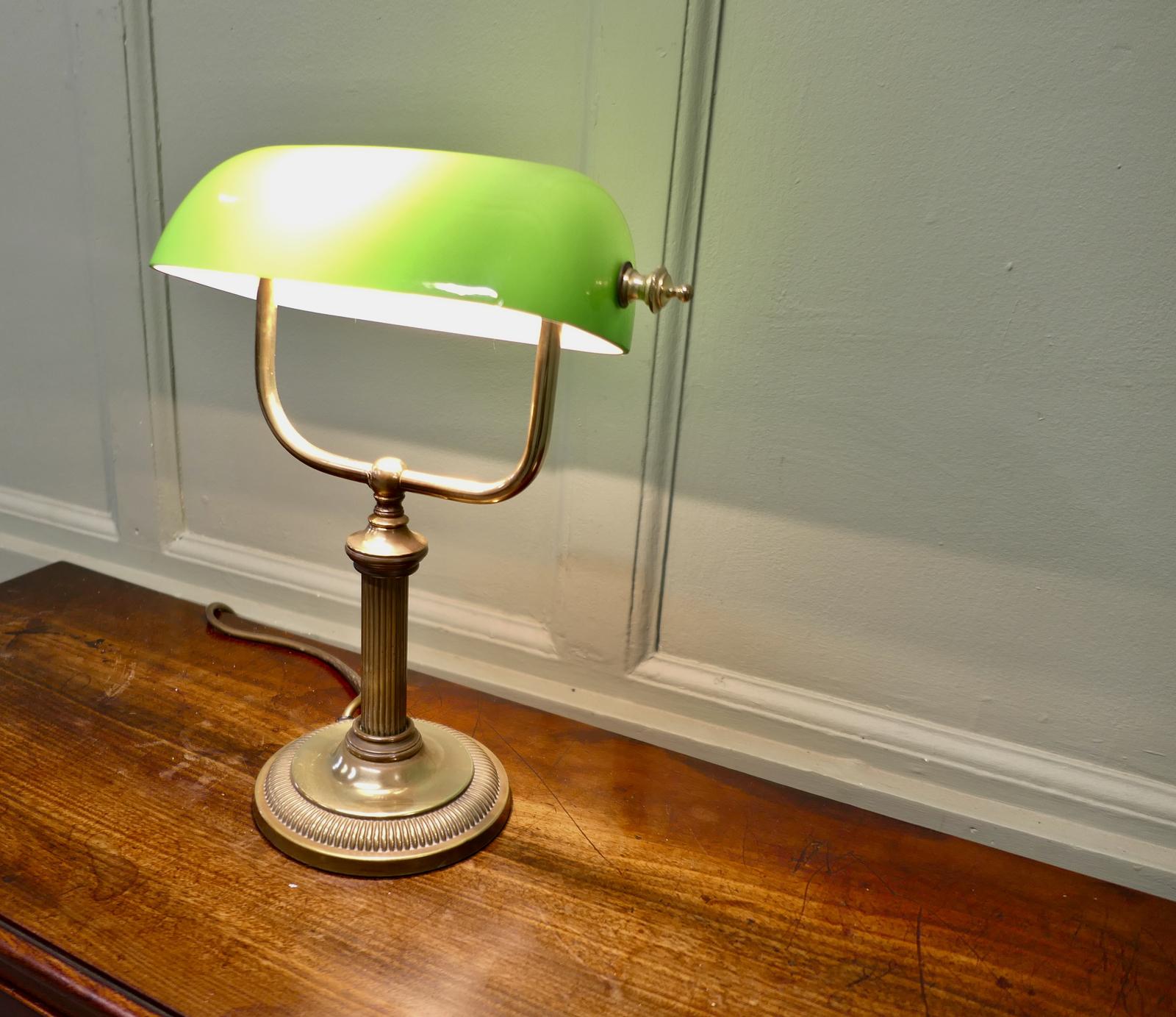 Brass & Green Glass Library Desk Lamp (1 of 6) Brass & Green Glass Library Desk Lamp (1 of 6)
