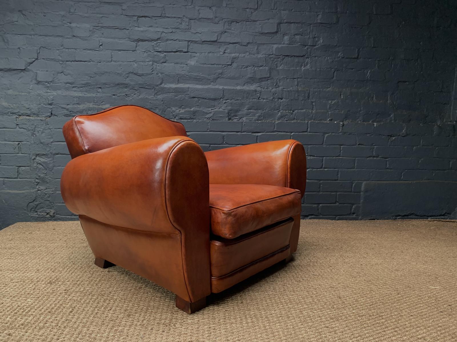 Superb French Leather Club Chair, Chapeau du Gendarme Model c.1930 (1 of 7) Superb French Leather Club Chair, Chapeau du Gendarme Model c.1930 (1 of 7)