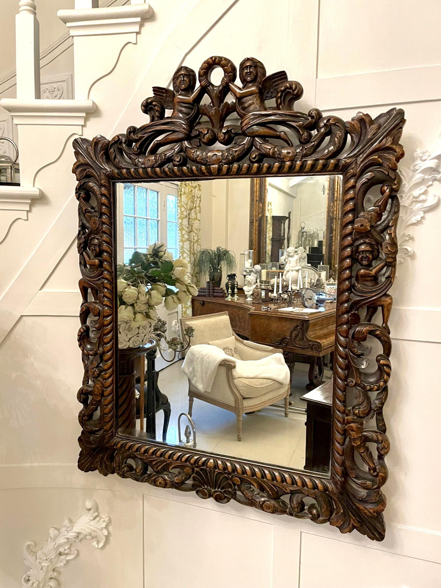 Outstanding Quality Carved Walnut Wall Mirror (1 of 8) Outstanding Quality Carved Walnut Wall Mirror (1 of 8)