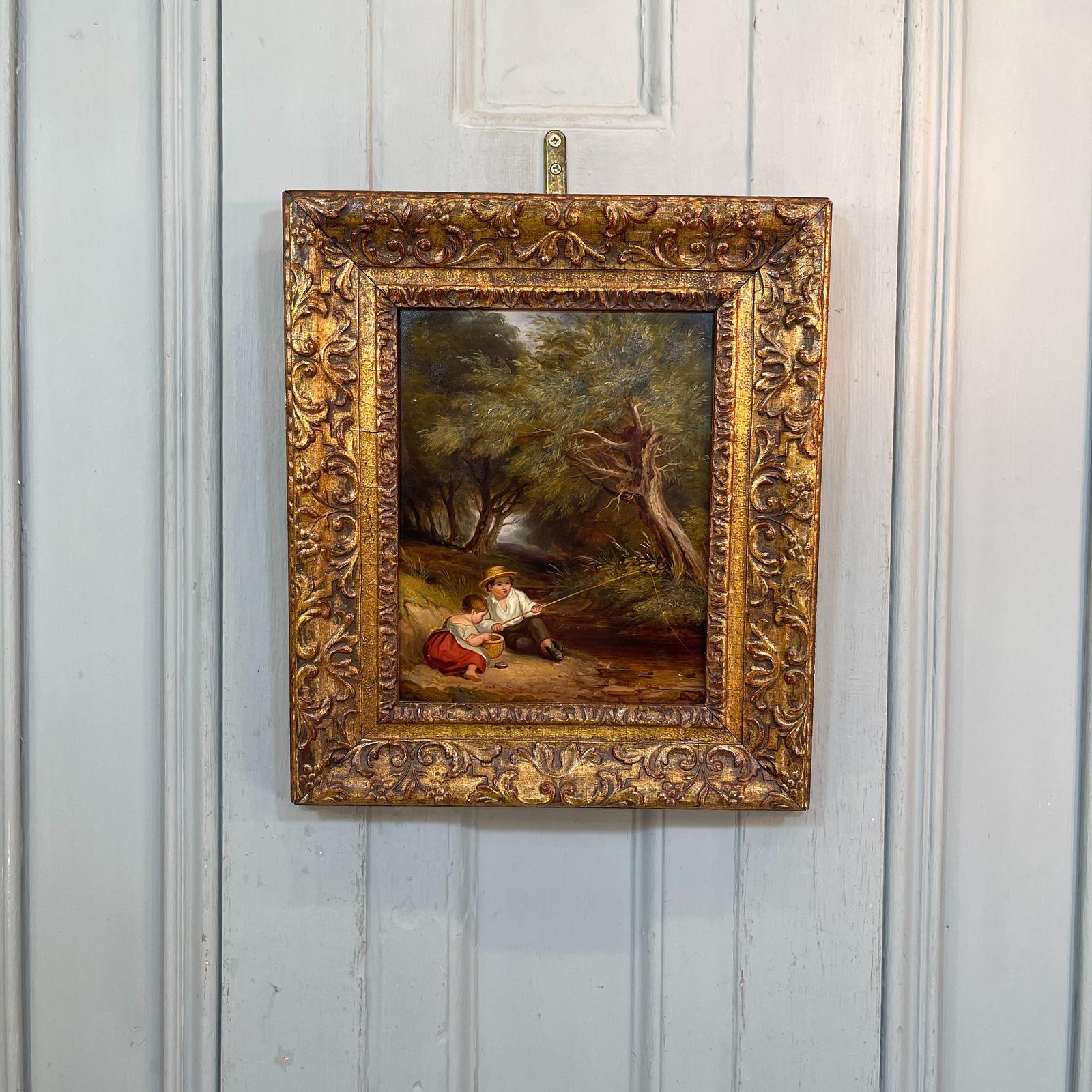 Antique Oil Painting Study of Children Fishing Attributed to W Shayer (1 of 10) Antique Oil Painting Study of Children Fishing Attributed to W Shayer (1 of 10)