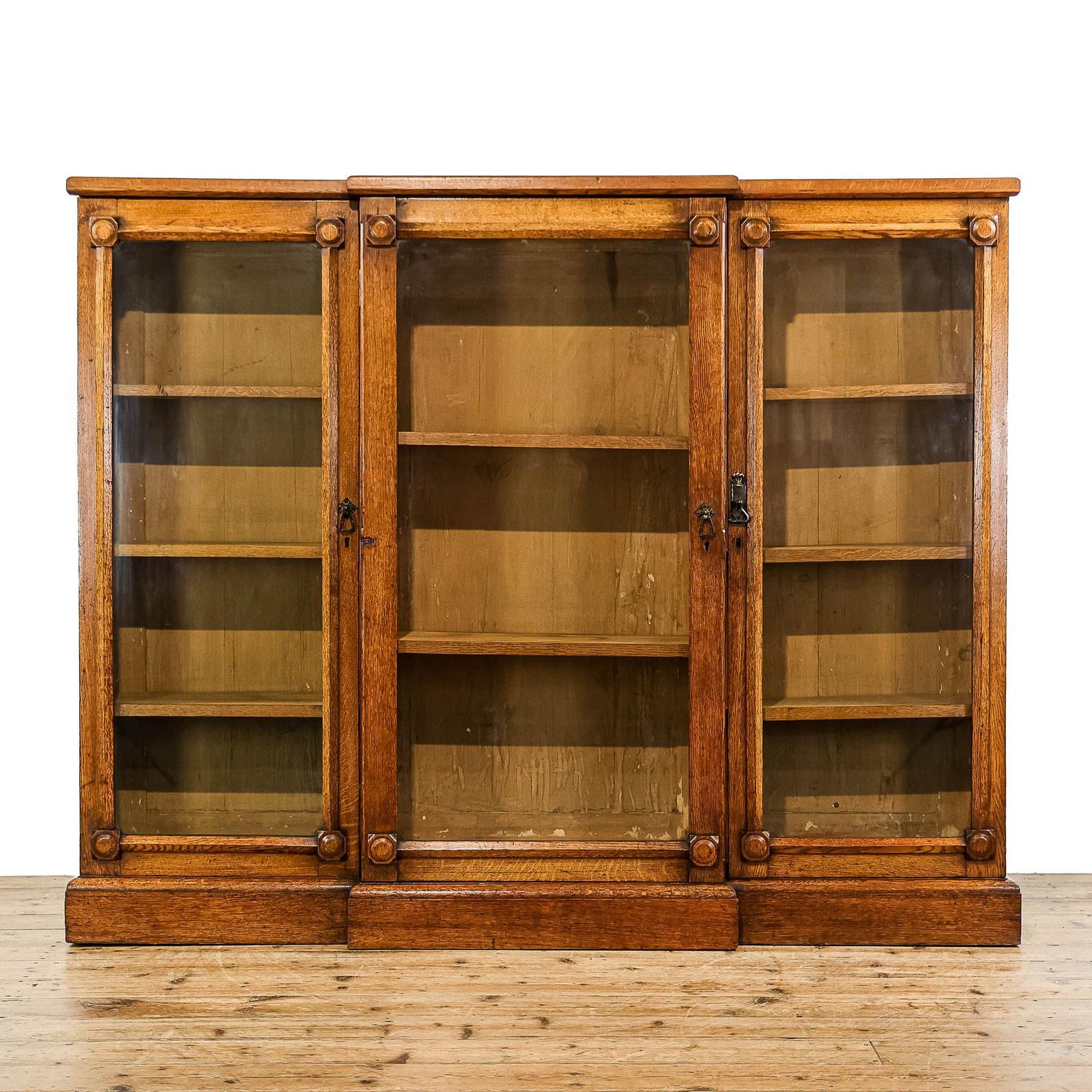 Antique Late Victorian Oak Breakfront Glazed Bookcase (1 of 6) Antique Late Victorian Oak Breakfront Glazed Bookcase (1 of 6)