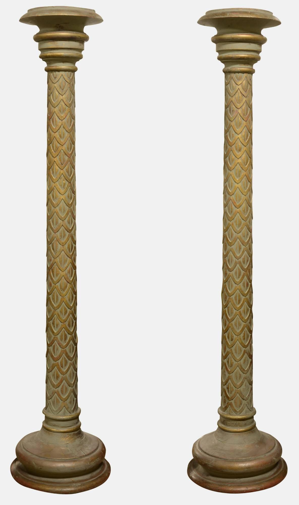 Pair of Decorative Wooden Painted Columns c.1930 (1 of 1) Pair of Decorative Wooden Painted Columns c.1930 (1 of 1)