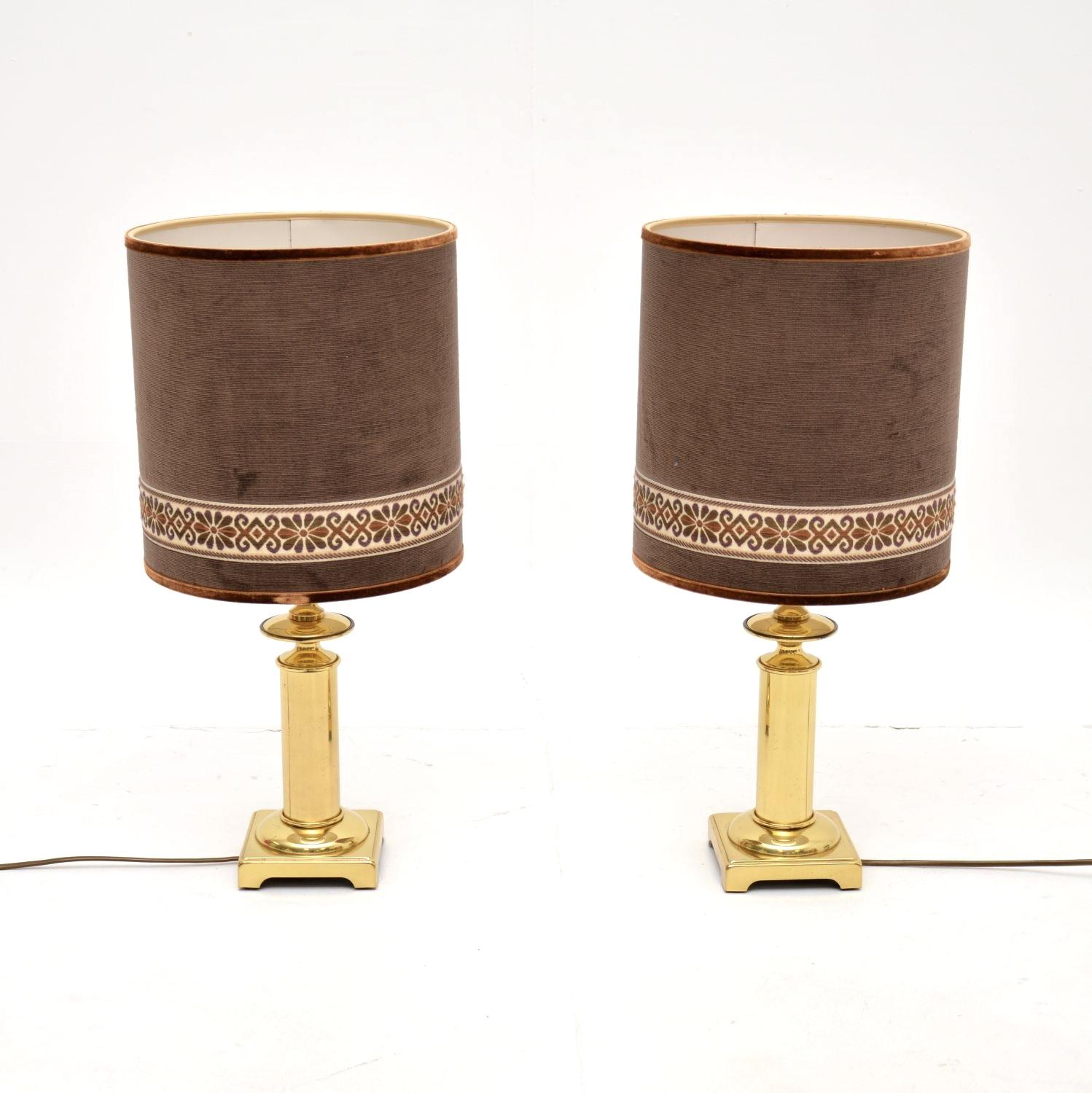 Pair of Vintage Brass Table Lamps with Velvet Shades (1 of 9) Pair of Vintage Brass Table Lamps with Velvet Shades (1 of 9)