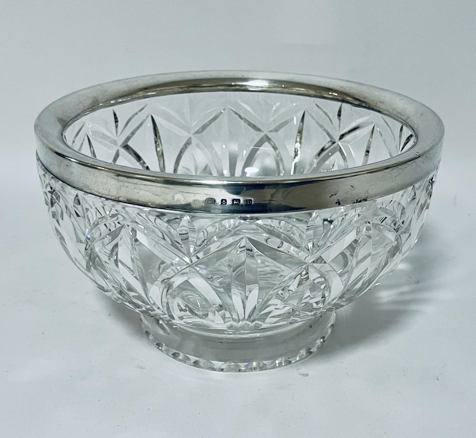 Antique Cut Glass Bowl with Silver Rim (1 of 9) Antique Cut Glass Bowl with Silver Rim (1 of 9)