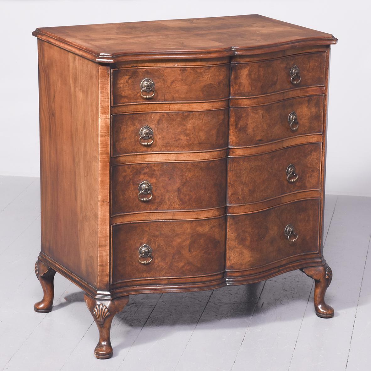 George II Style Walnut Serpentine-Fronted Chest of Drawers (1 of 9) George II Style Walnut Serpentine-Fronted Chest of Drawers (1 of 9)