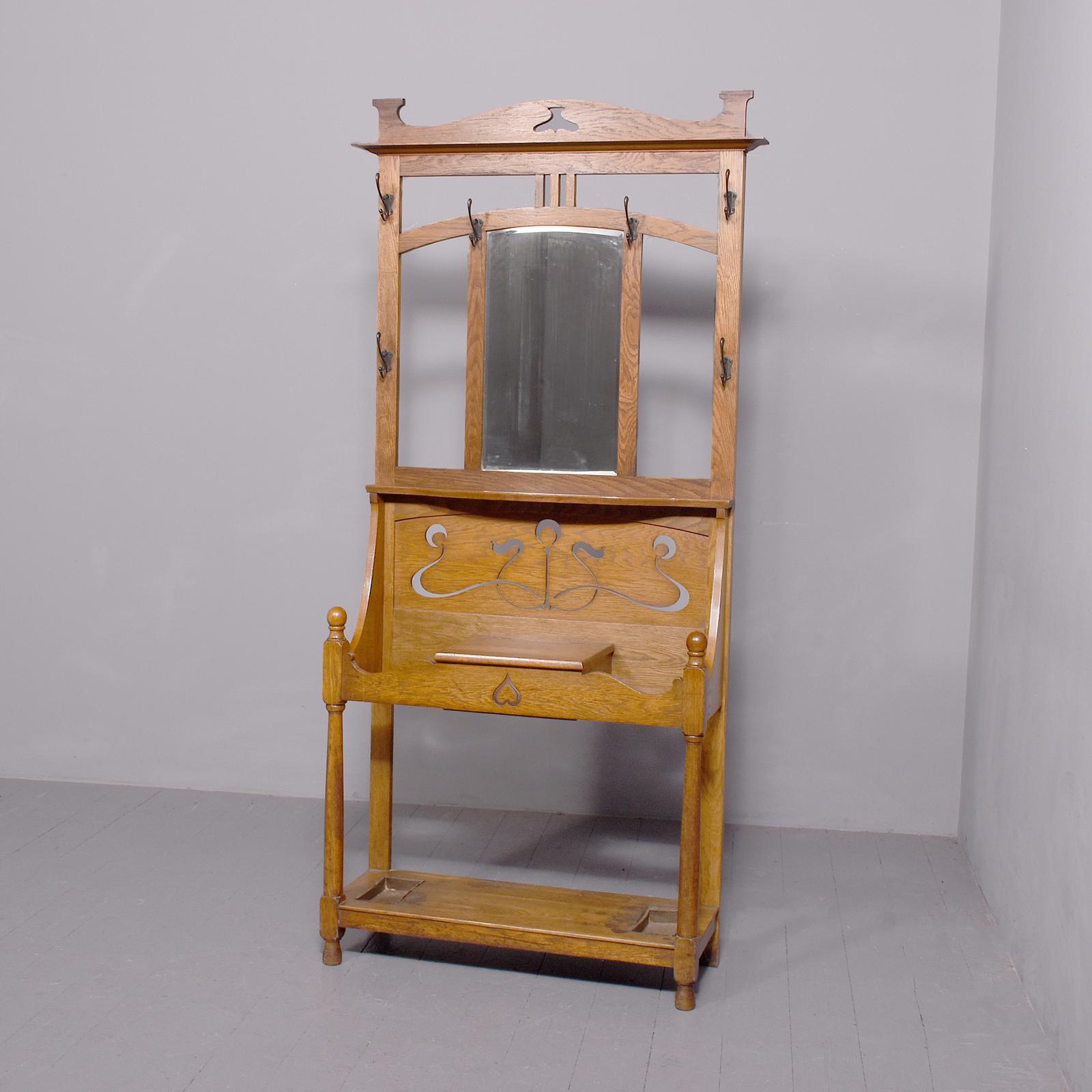 Oak Art Nouveau Hall Stand (1 of 11)