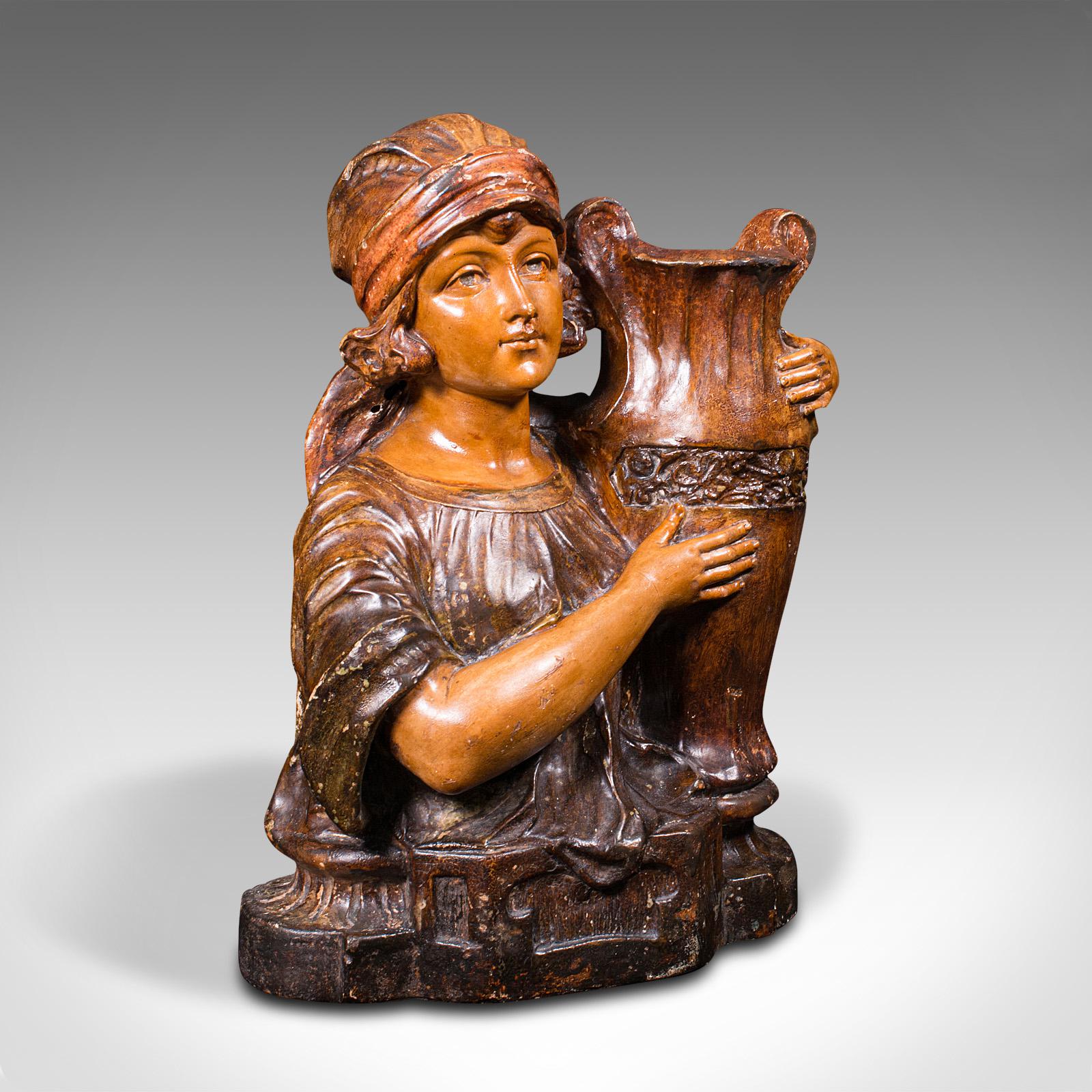 Antique Female Portrait Bust, French, Decorative Figure, Candle Holder c.1900 (1 of 12)