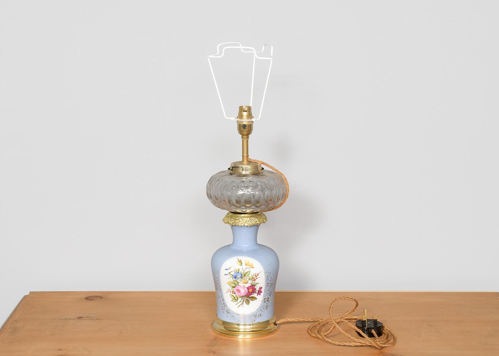 Victorian Porcelain and Cut Crystal Oil Lamp Now Converted to an Electric Lamp (1 of 7) Victorian Porcelain and Cut Crystal Oil Lamp Now Converted to an Electric Lamp (1 of 7)