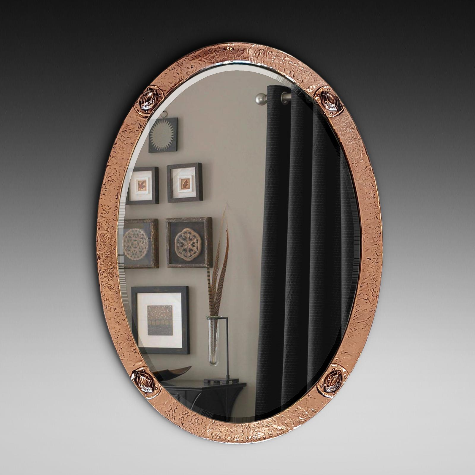 Arts and Crafts Beaten Copper Framed Mirror (1 of 6)